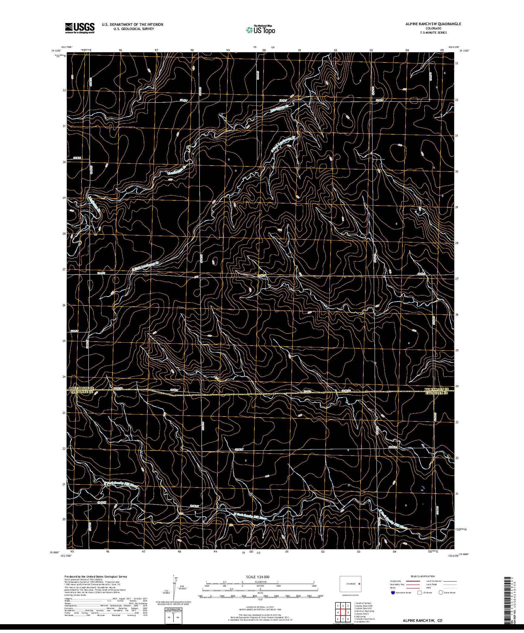 USGS US TOPO 7.5-MINUTE MAP FOR ALPINE RANCH SW, CO 2019