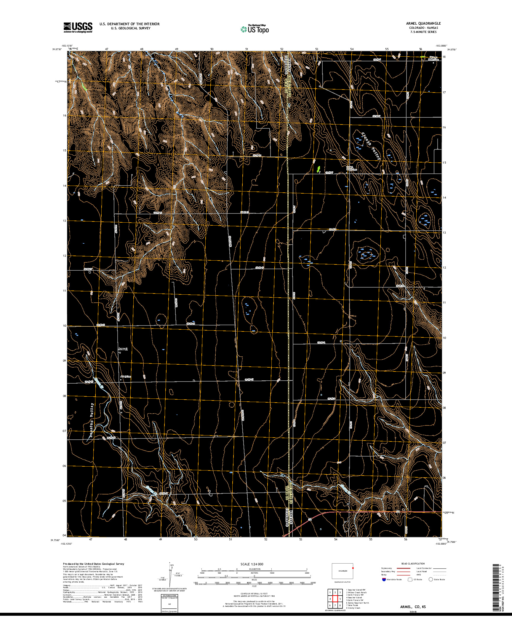 USGS US TOPO 7.5-MINUTE MAP FOR ARMEL, CO,KS 2019