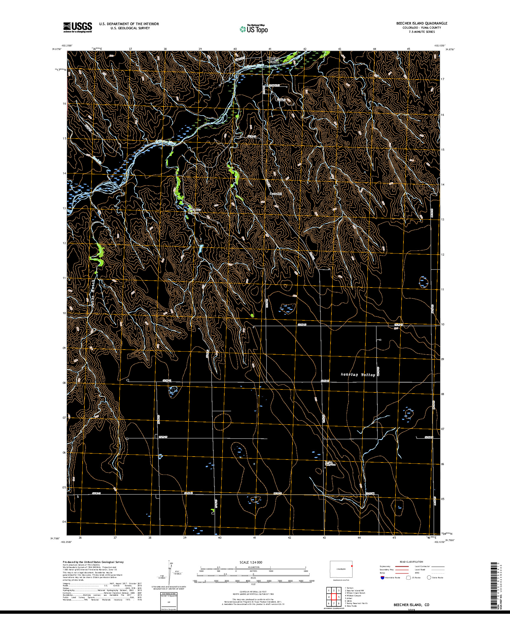USGS US TOPO 7.5-MINUTE MAP FOR BEECHER ISLAND, CO 2019