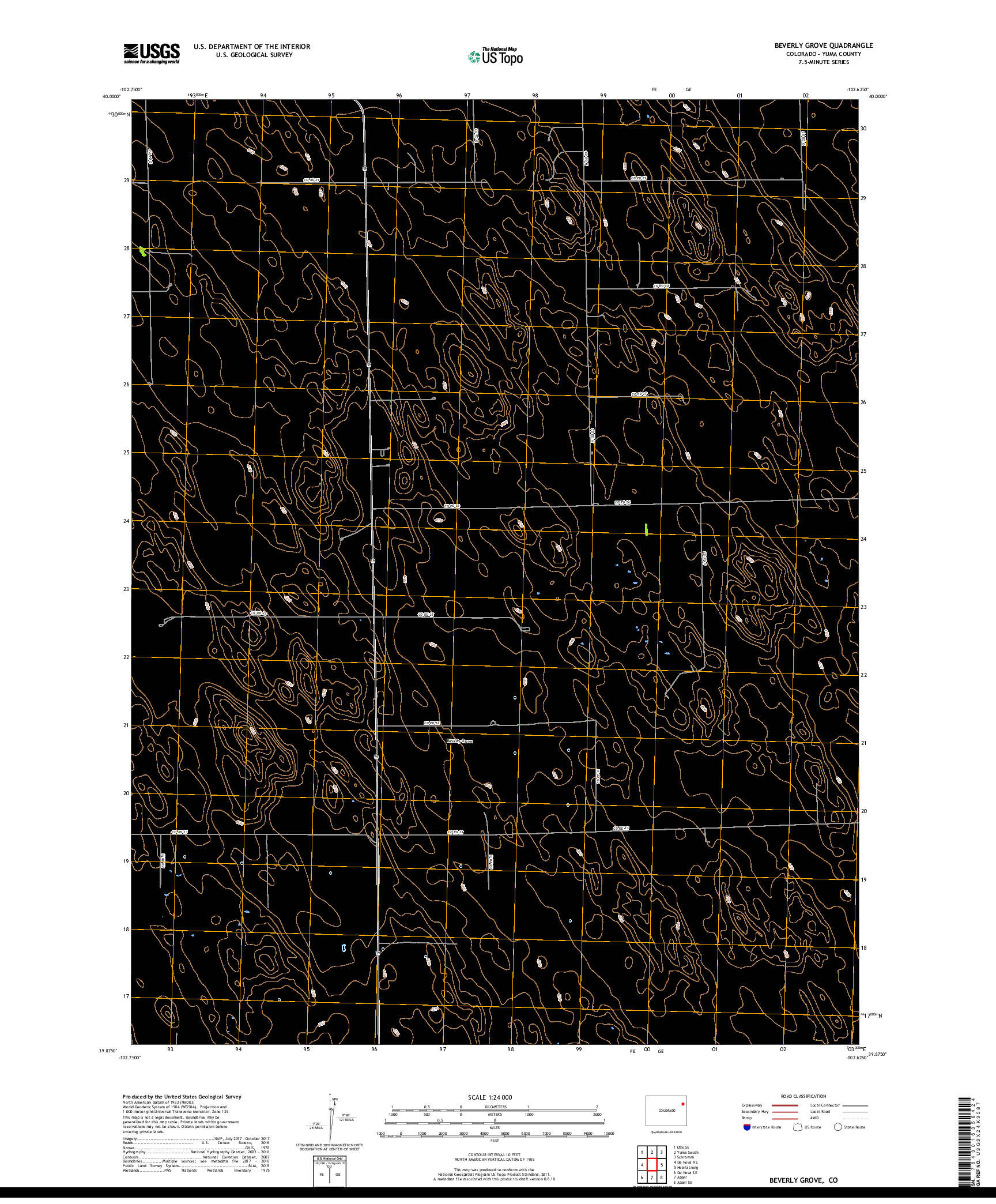 USGS US TOPO 7.5-MINUTE MAP FOR BEVERLY GROVE, CO 2019