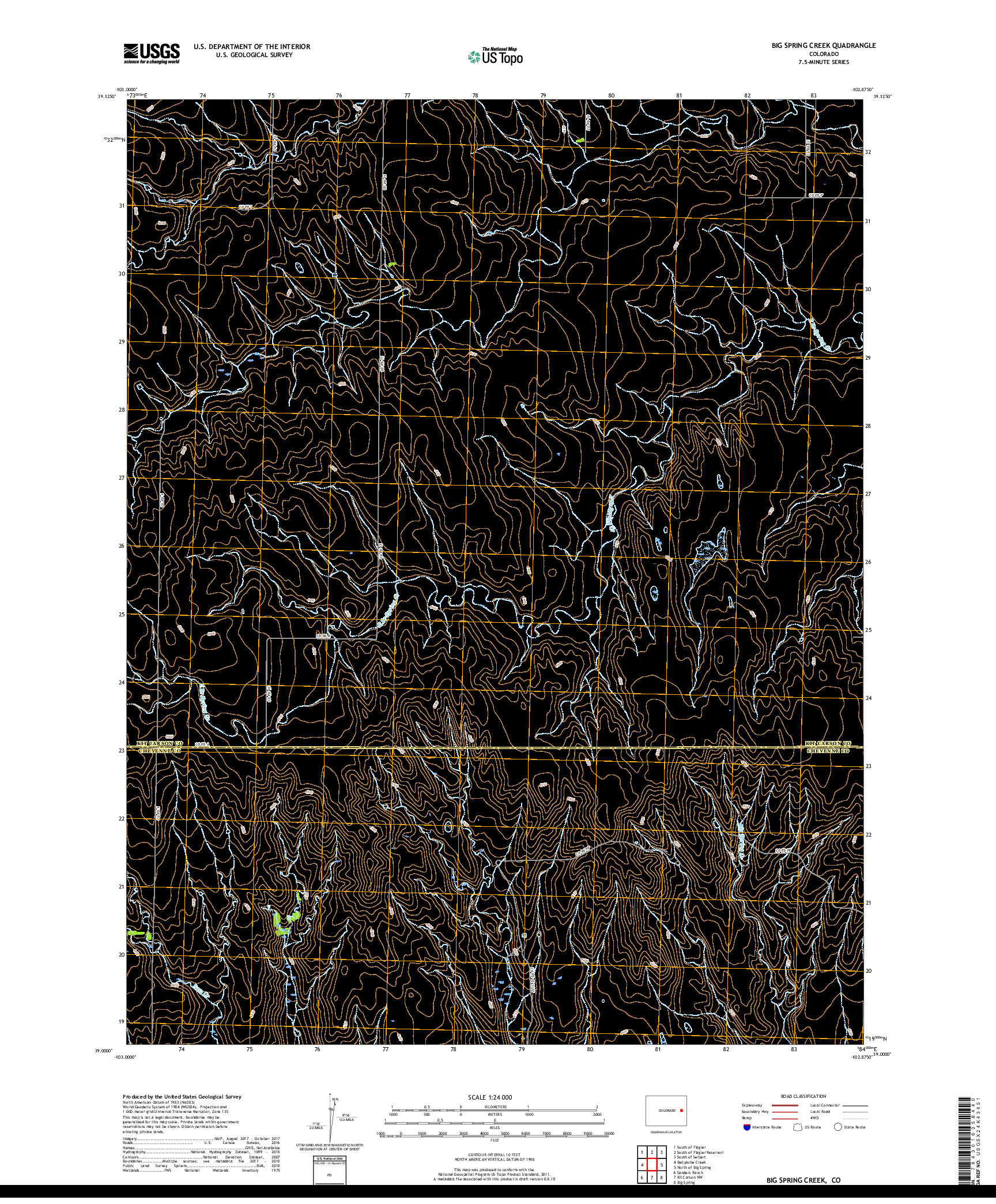 USGS US TOPO 7.5-MINUTE MAP FOR BIG SPRING CREEK, CO 2019