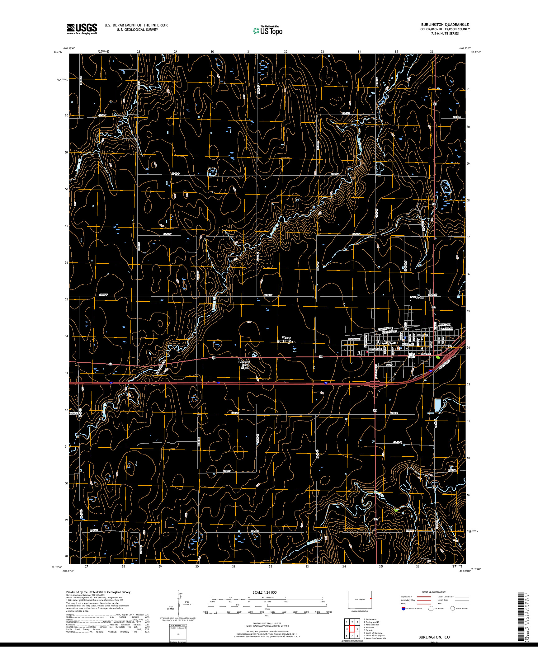 USGS US TOPO 7.5-MINUTE MAP FOR BURLINGTON, CO 2019