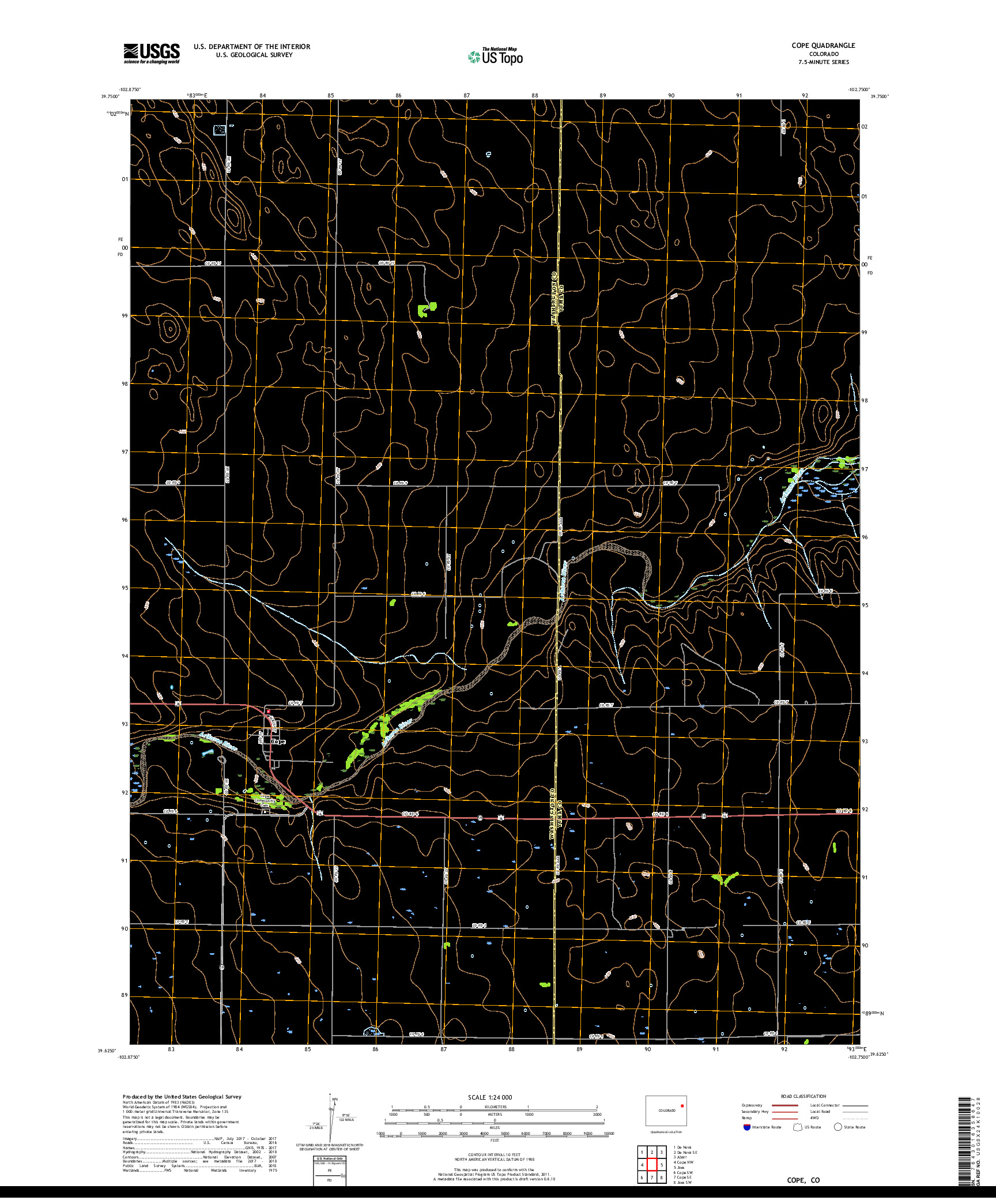 USGS US TOPO 7.5-MINUTE MAP FOR COPE, CO 2019