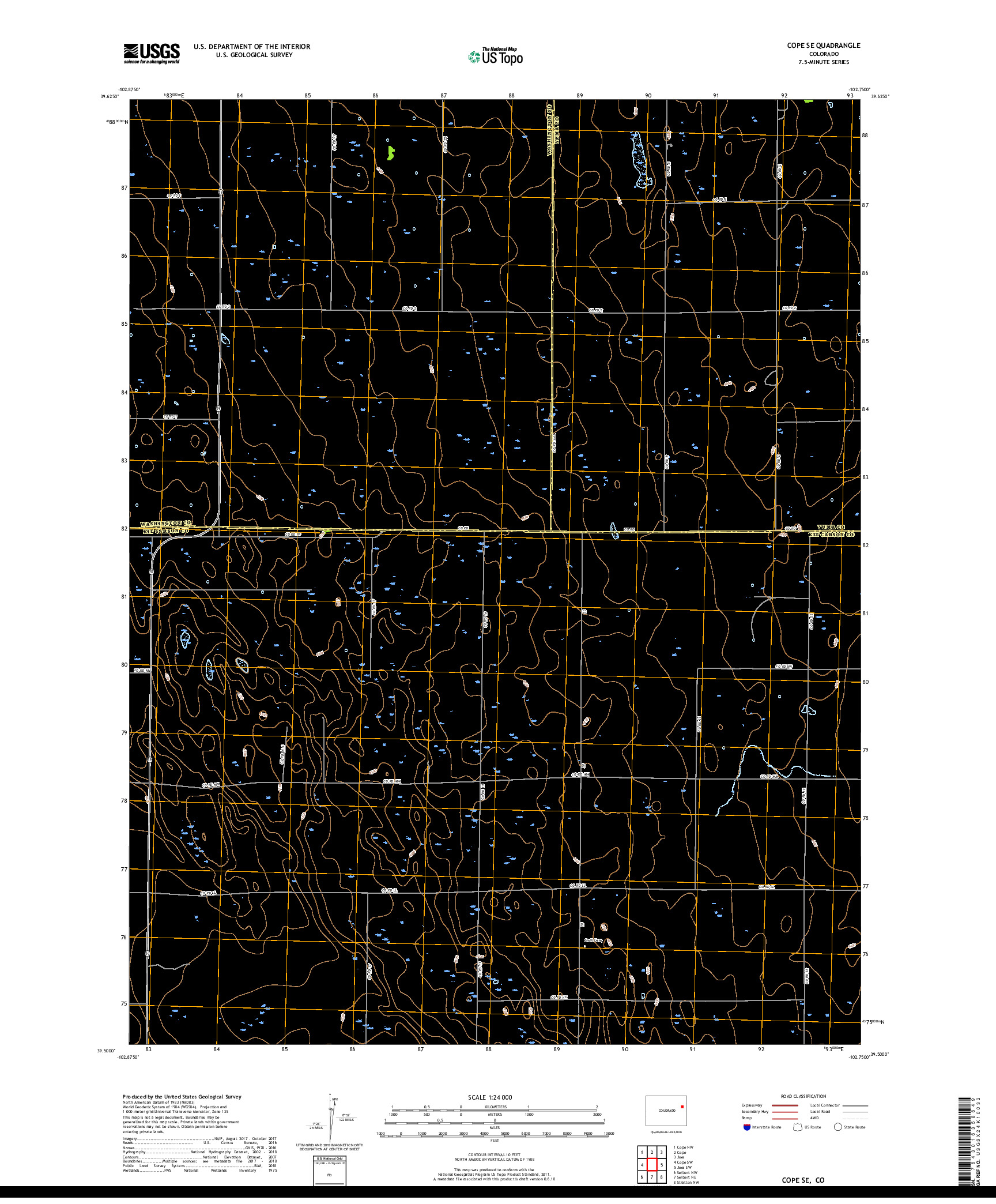 USGS US TOPO 7.5-MINUTE MAP FOR COPE SE, CO 2019