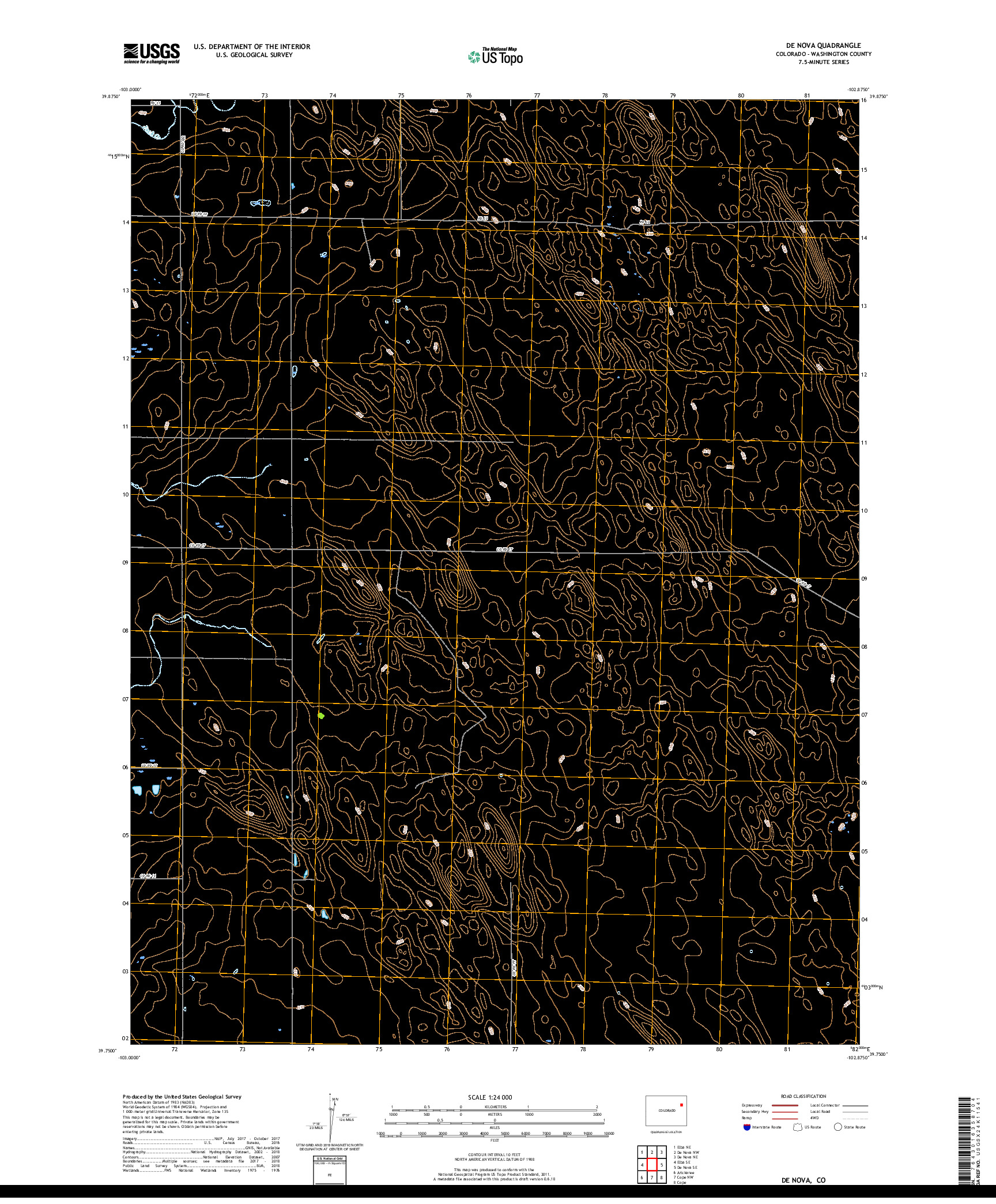 USGS US TOPO 7.5-MINUTE MAP FOR DE NOVA, CO 2019