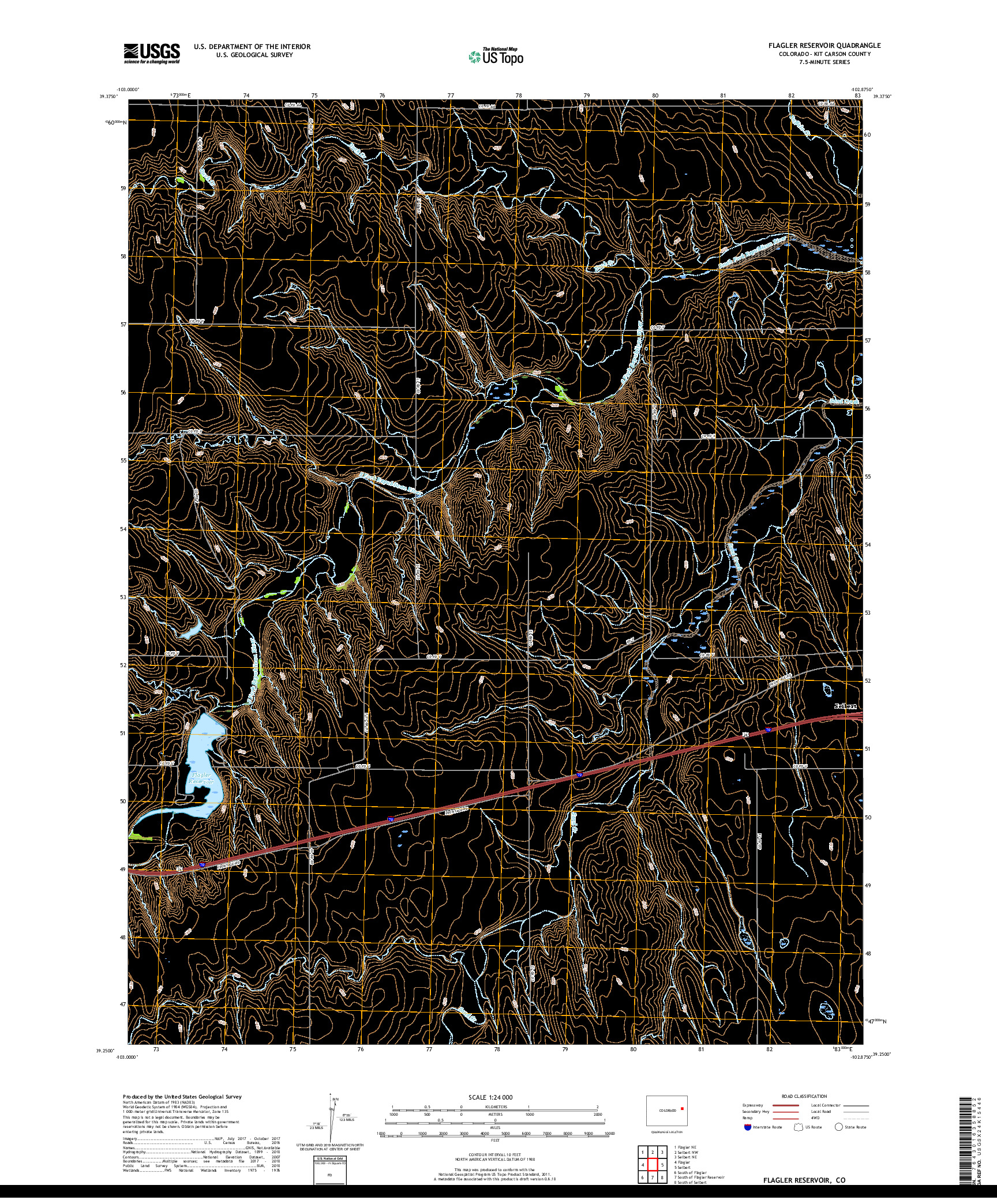USGS US TOPO 7.5-MINUTE MAP FOR FLAGLER RESERVOIR, CO 2019