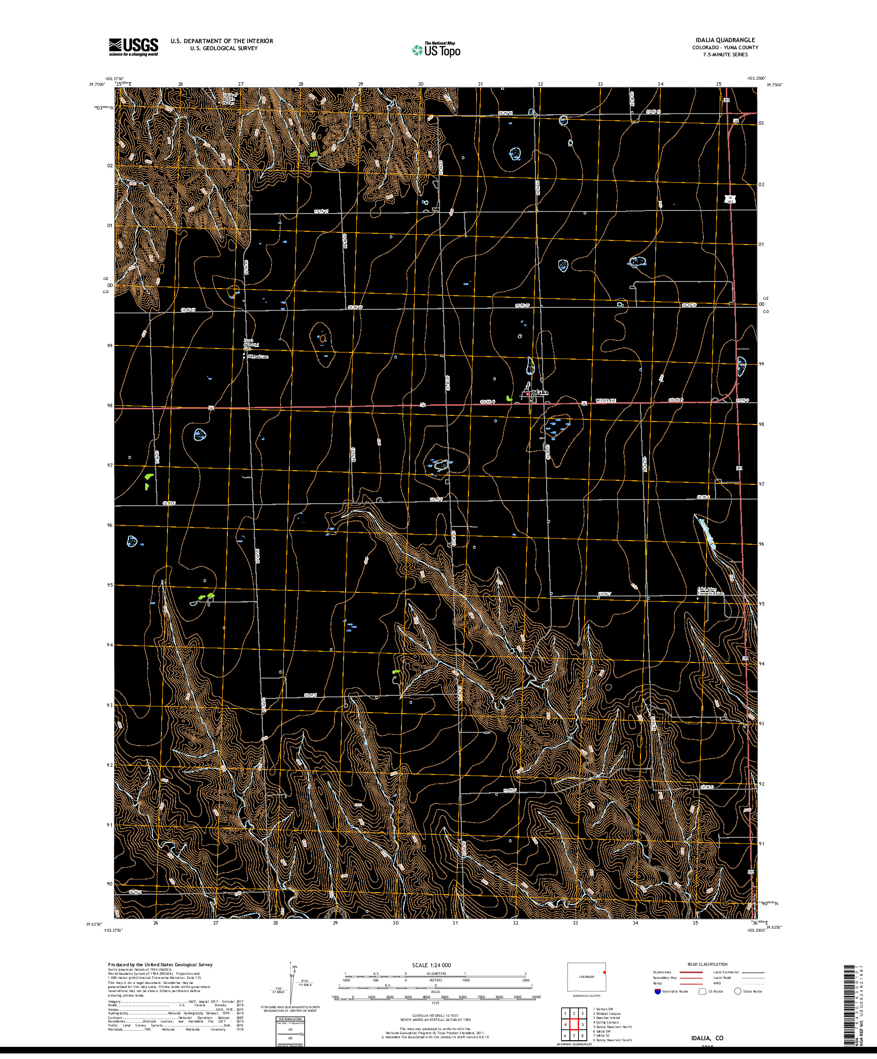USGS US TOPO 7.5-MINUTE MAP FOR IDALIA, CO 2019
