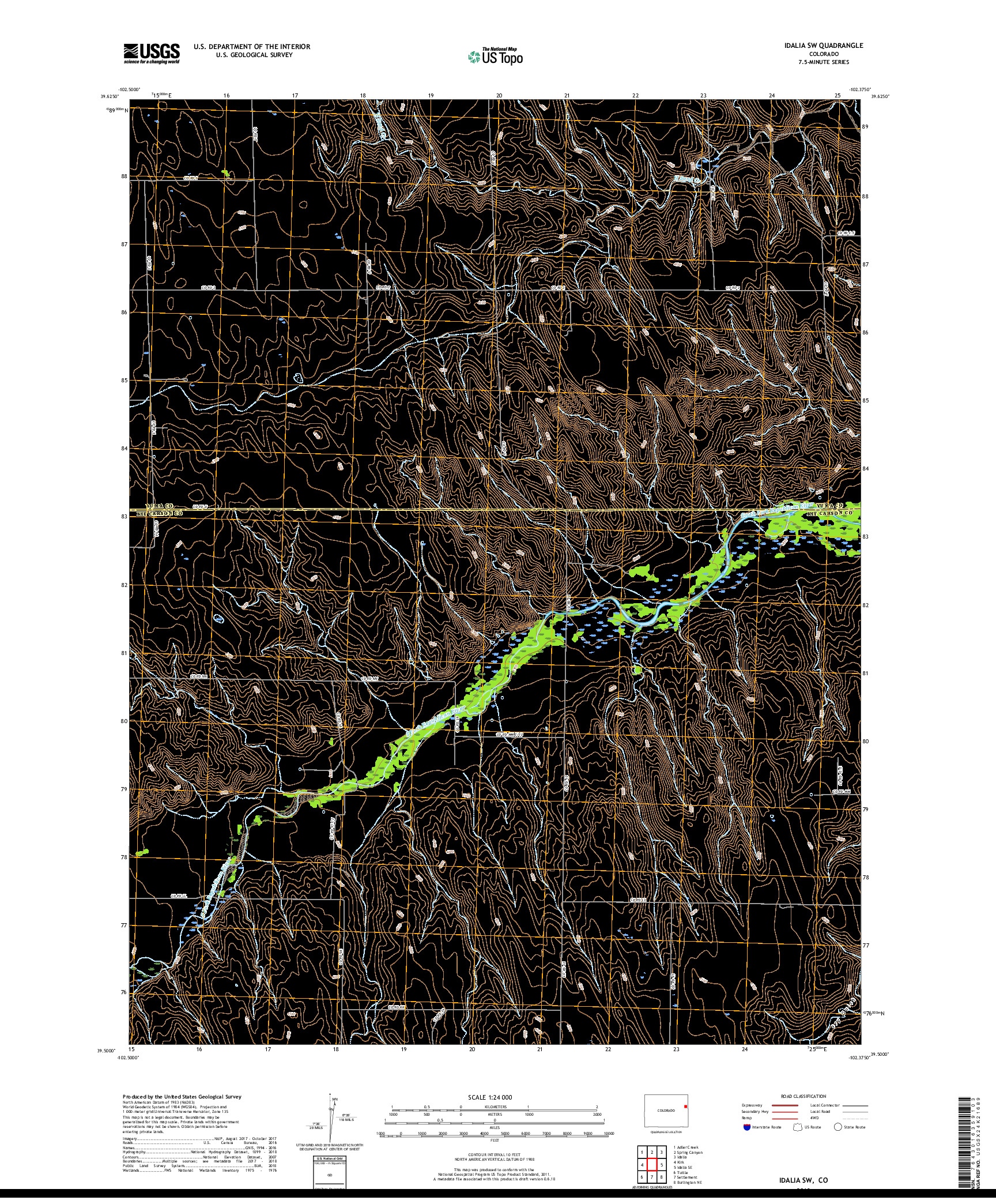 USGS US TOPO 7.5-MINUTE MAP FOR IDALIA SW, CO 2019