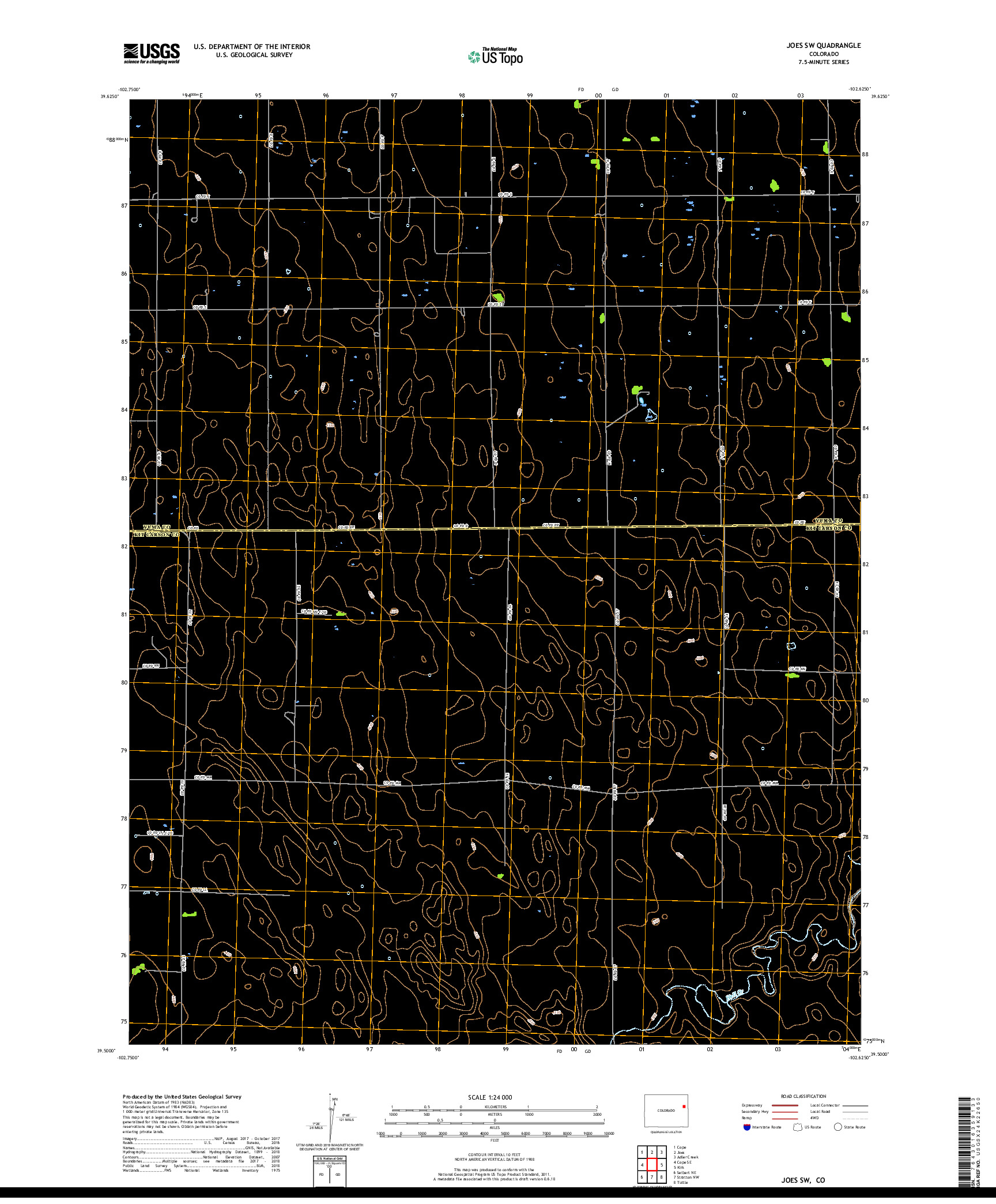 USGS US TOPO 7.5-MINUTE MAP FOR JOES SW, CO 2019