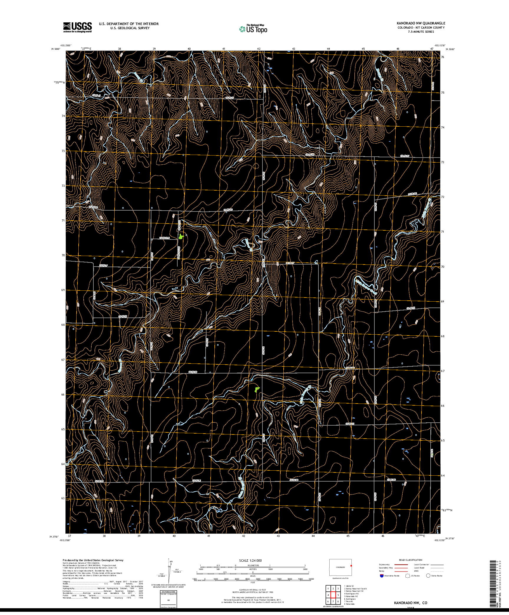 USGS US TOPO 7.5-MINUTE MAP FOR KANORADO NW, CO 2019