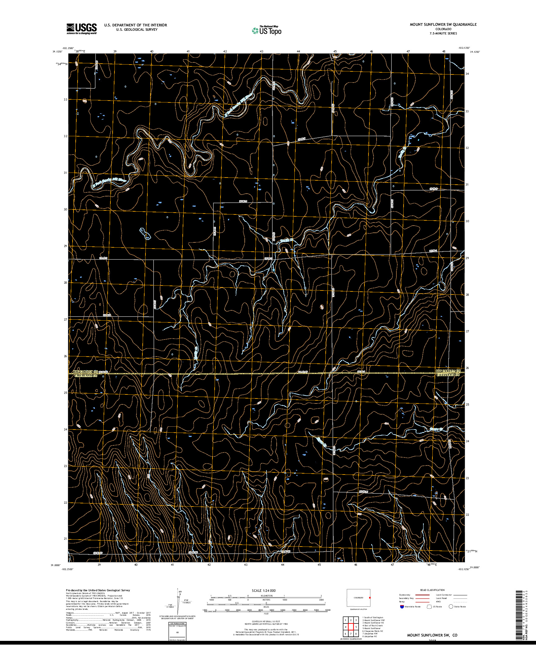 USGS US TOPO 7.5-MINUTE MAP FOR MOUNT SUNFLOWER SW, CO 2019