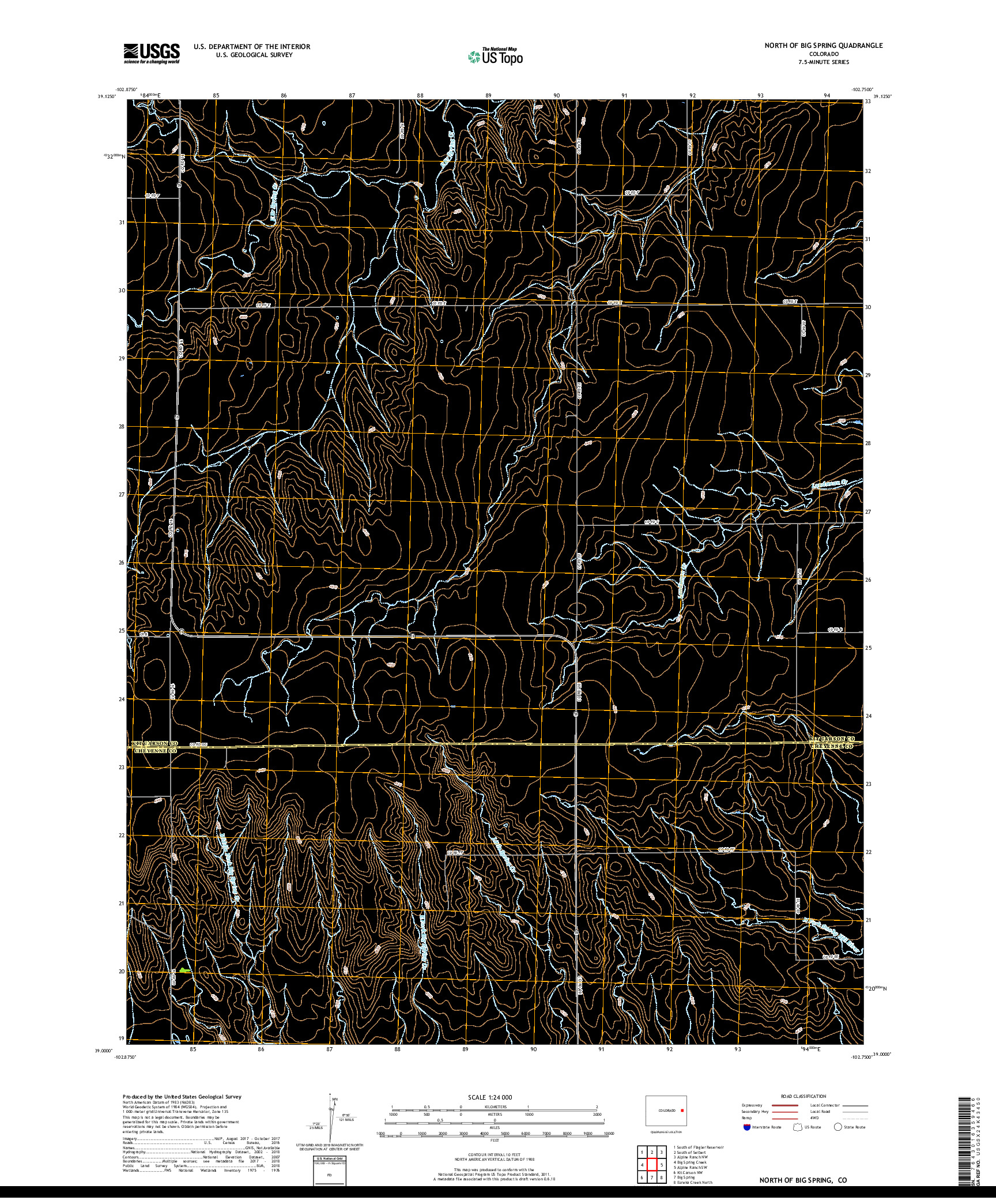 USGS US TOPO 7.5-MINUTE MAP FOR NORTH OF BIG SPRING, CO 2019