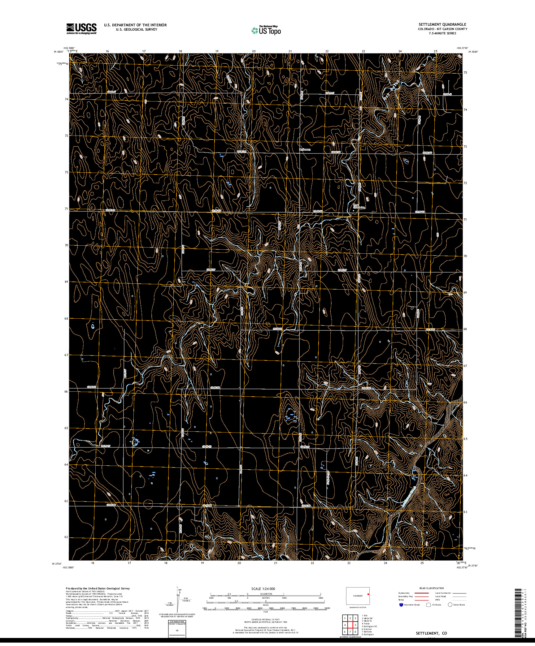 USGS US TOPO 7.5-MINUTE MAP FOR SETTLEMENT, CO 2019