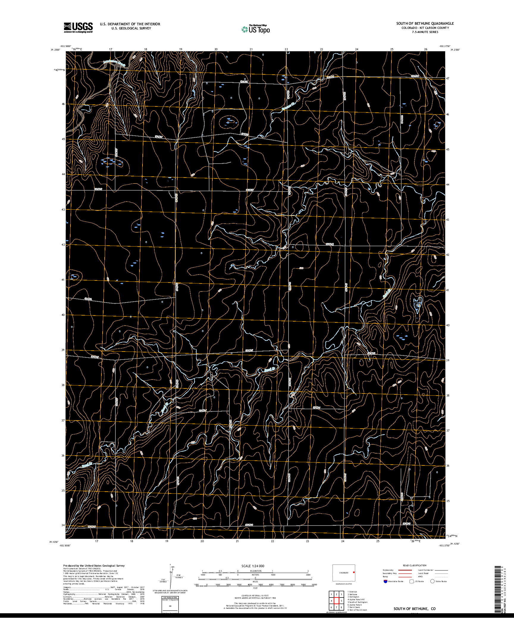 USGS US TOPO 7.5-MINUTE MAP FOR SOUTH OF BETHUNE, CO 2019