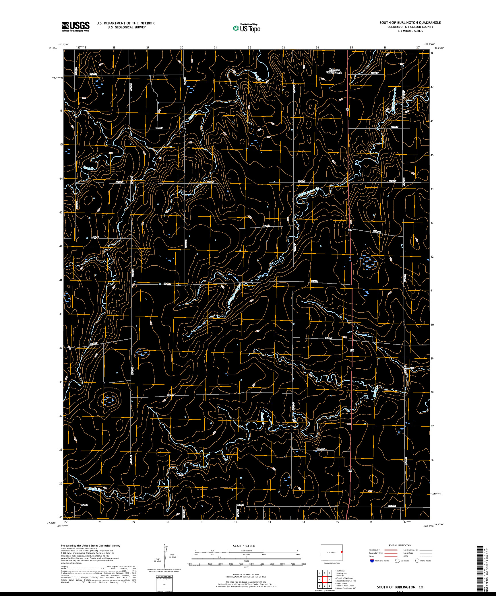USGS US TOPO 7.5-MINUTE MAP FOR SOUTH OF BURLINGTON, CO 2019