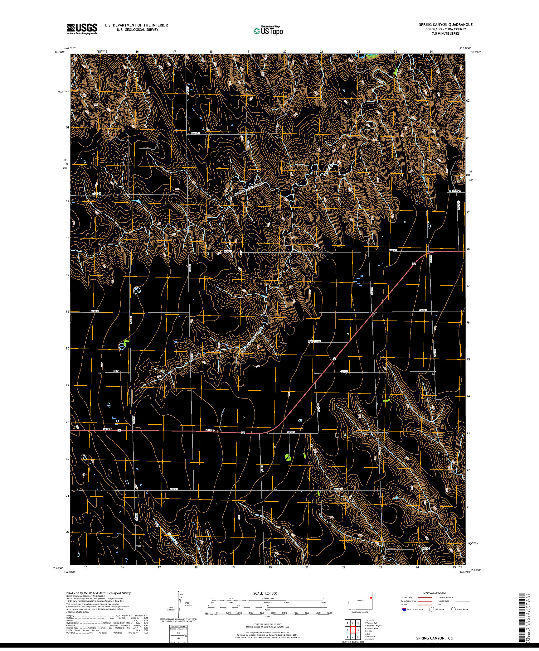 USGS US TOPO 7.5-MINUTE MAP FOR SPRING CANYON, CO 2019