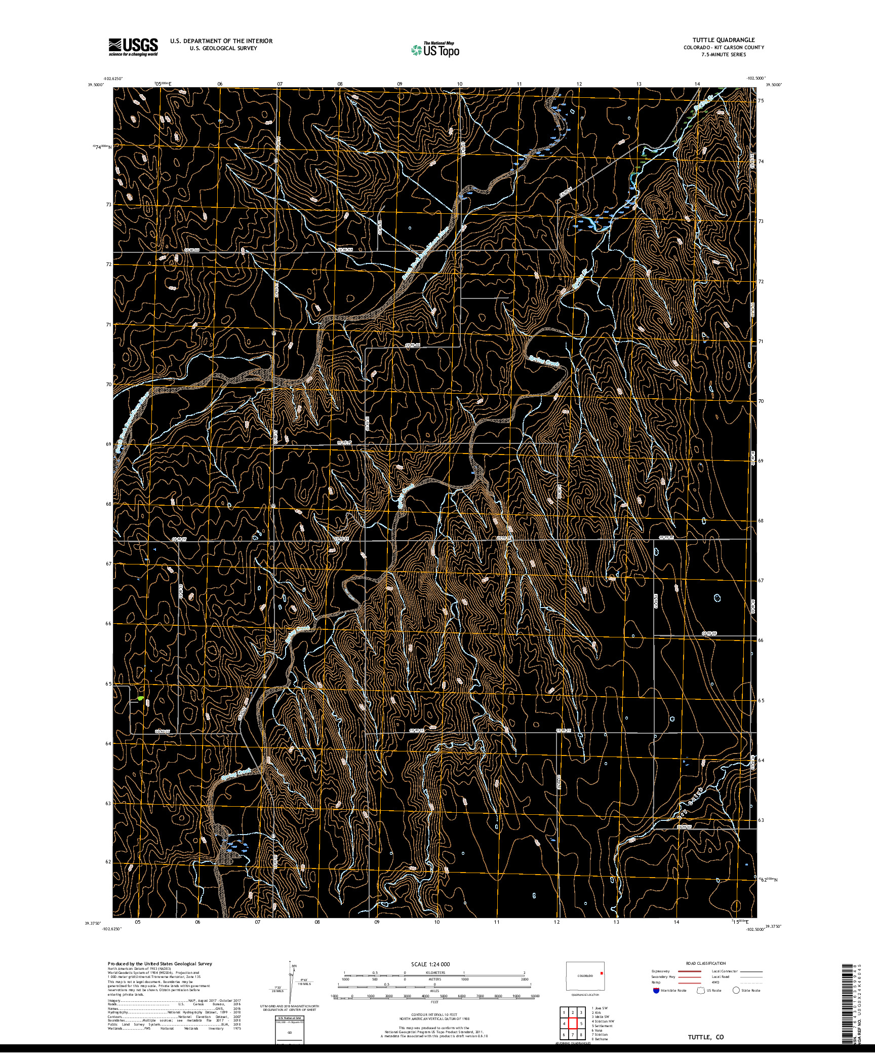 USGS US TOPO 7.5-MINUTE MAP FOR TUTTLE, CO 2019