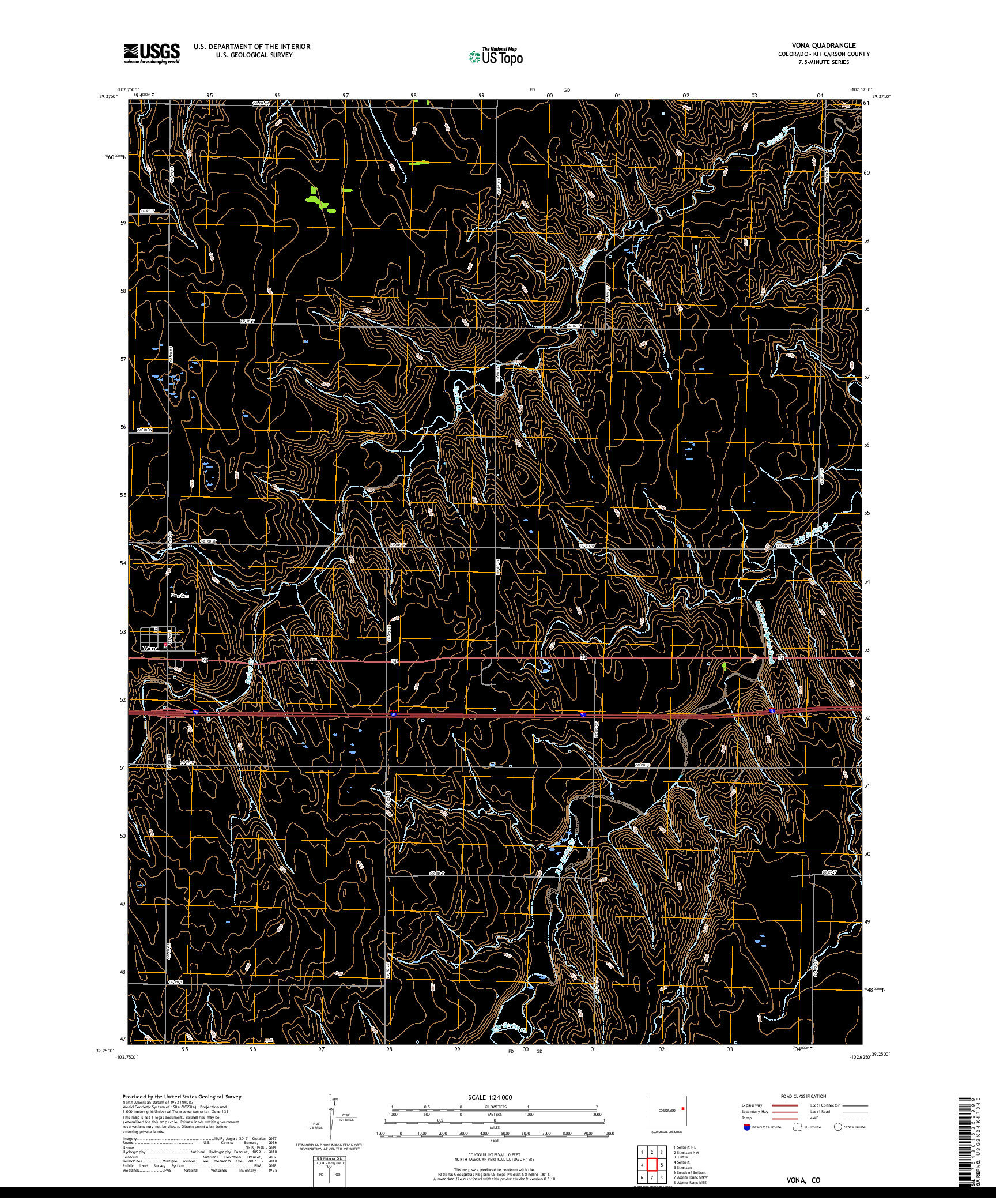 USGS US TOPO 7.5-MINUTE MAP FOR VONA, CO 2019