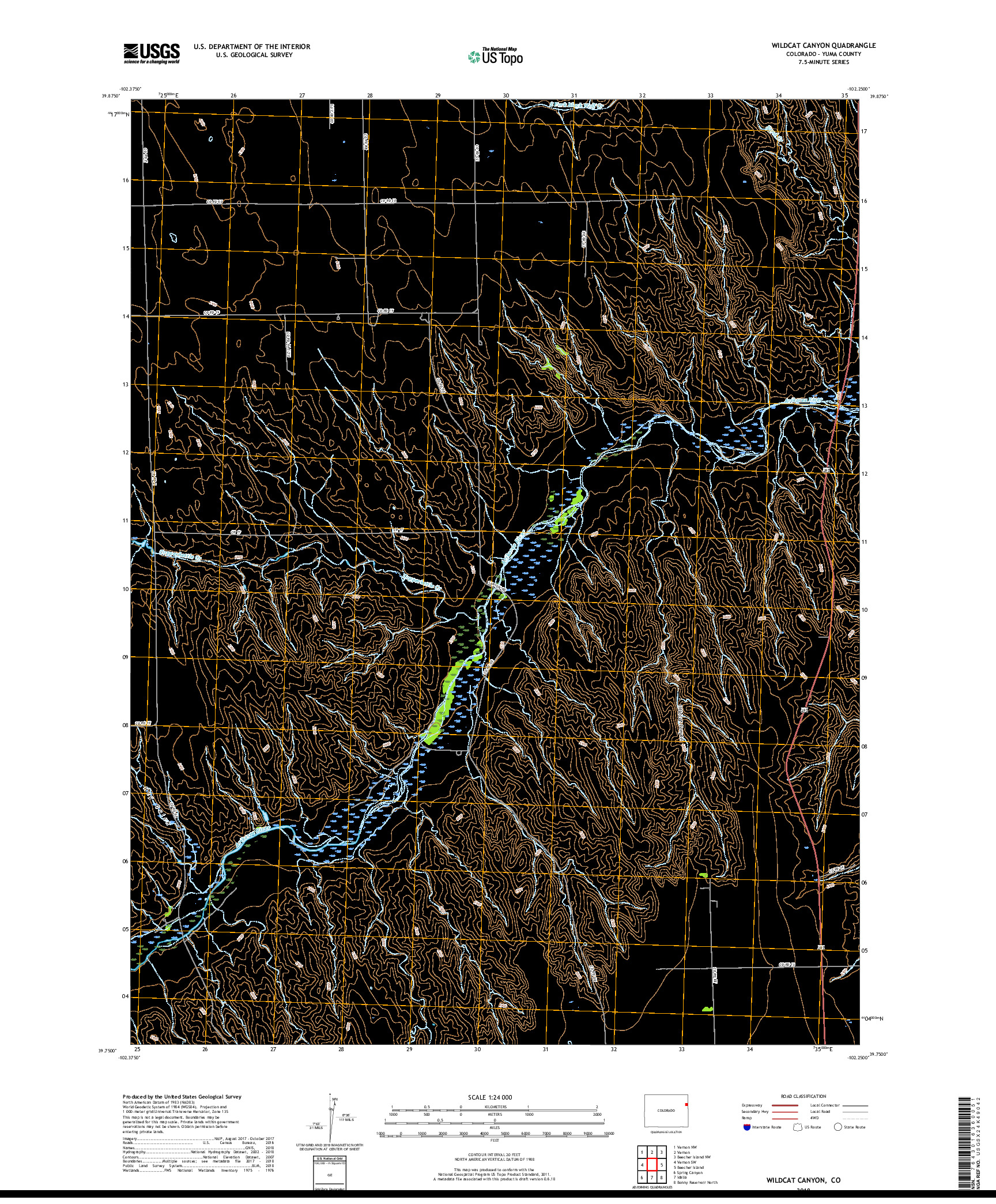 USGS US TOPO 7.5-MINUTE MAP FOR WILDCAT CANYON, CO 2019