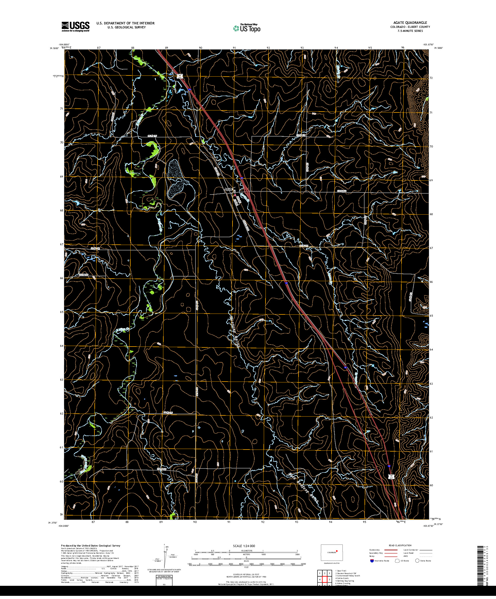 USGS US TOPO 7.5-MINUTE MAP FOR AGATE, CO 2019