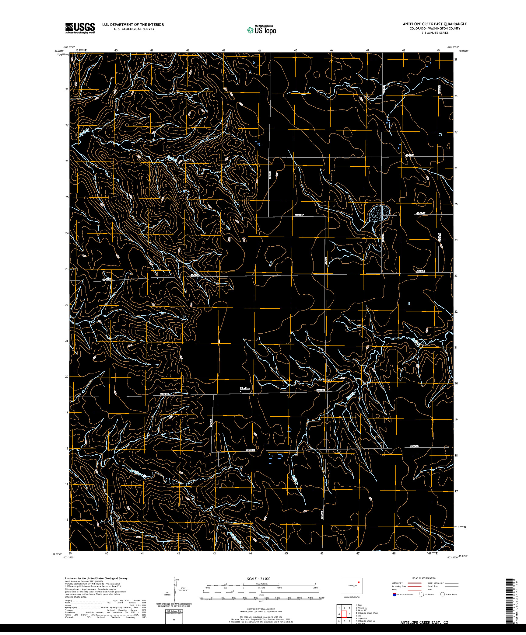 USGS US TOPO 7.5-MINUTE MAP FOR ANTELOPE CREEK EAST, CO 2019