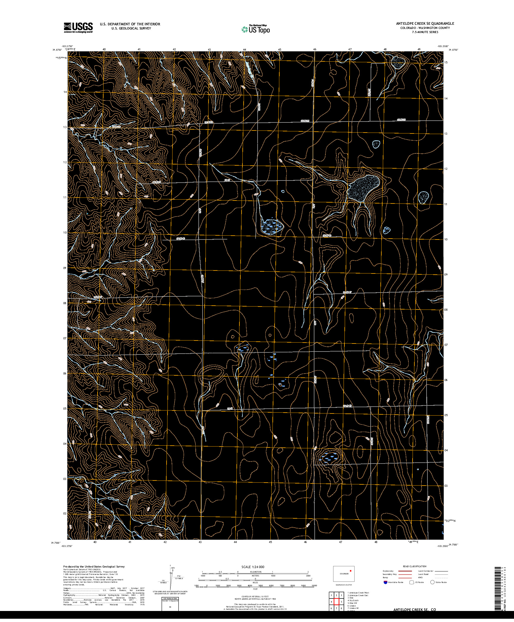 USGS US TOPO 7.5-MINUTE MAP FOR ANTELOPE CREEK SE, CO 2019