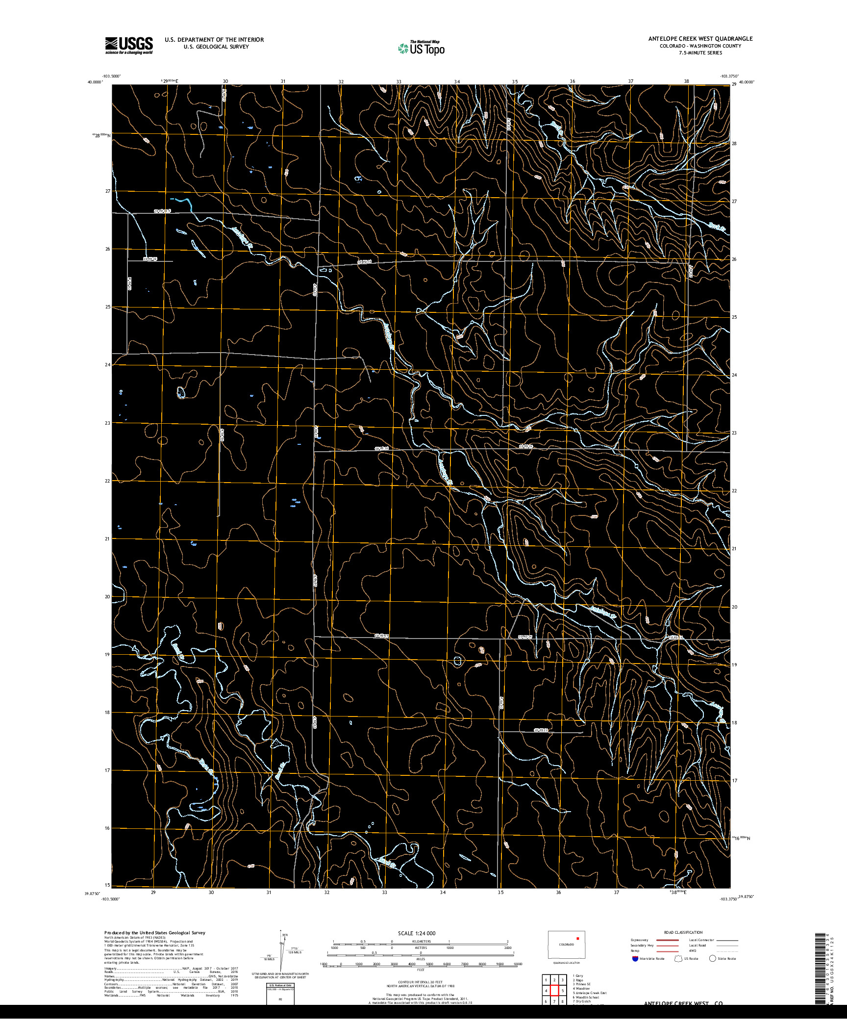 USGS US TOPO 7.5-MINUTE MAP FOR ANTELOPE CREEK WEST, CO 2019