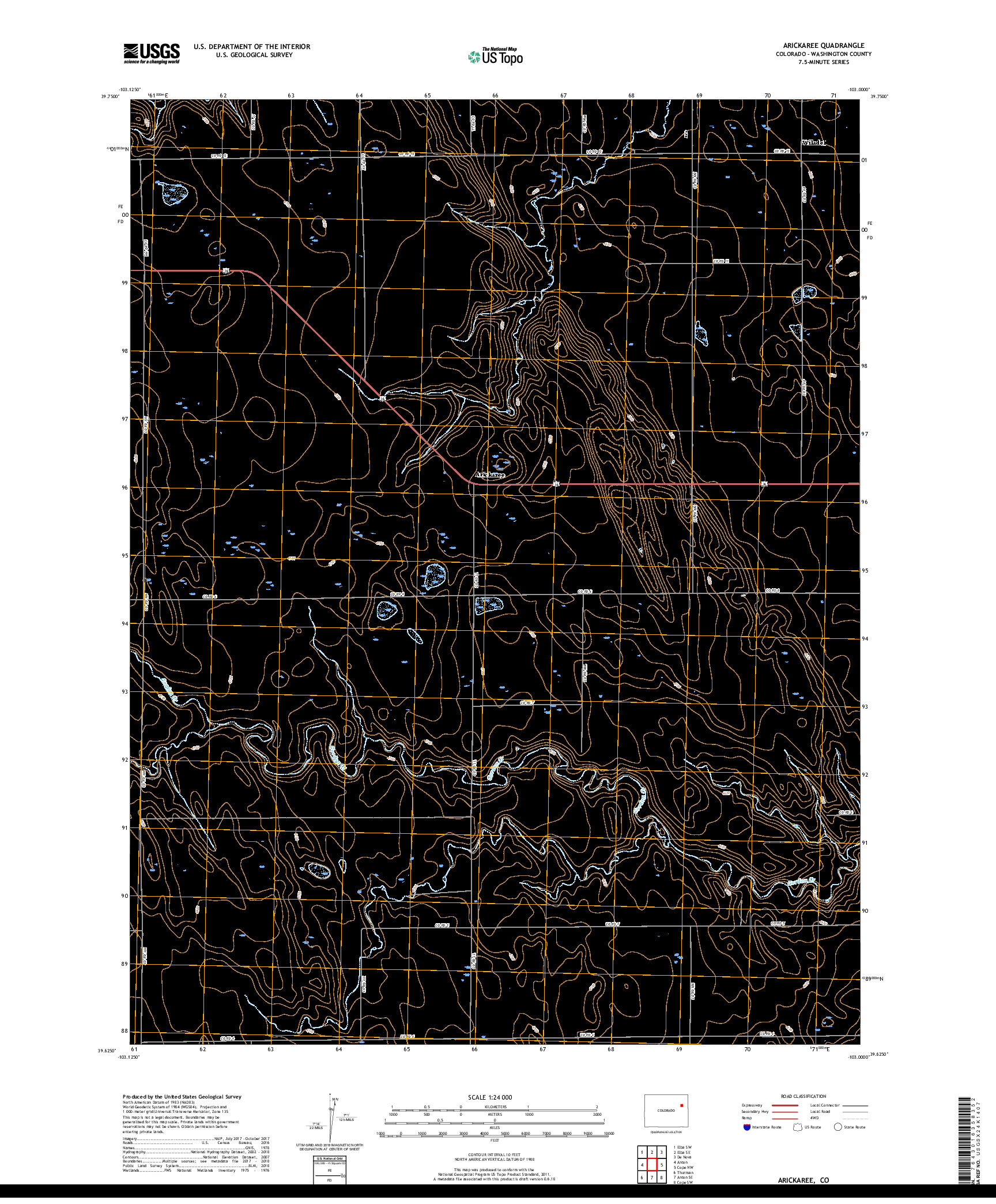 USGS US TOPO 7.5-MINUTE MAP FOR ARICKAREE, CO 2019