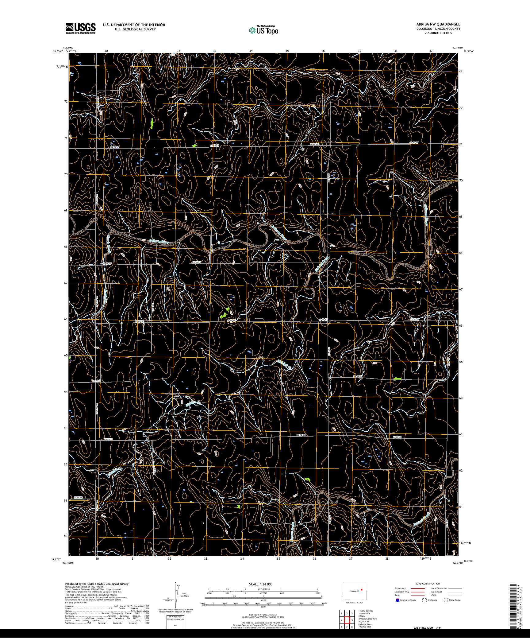 USGS US TOPO 7.5-MINUTE MAP FOR ARRIBA NW, CO 2019