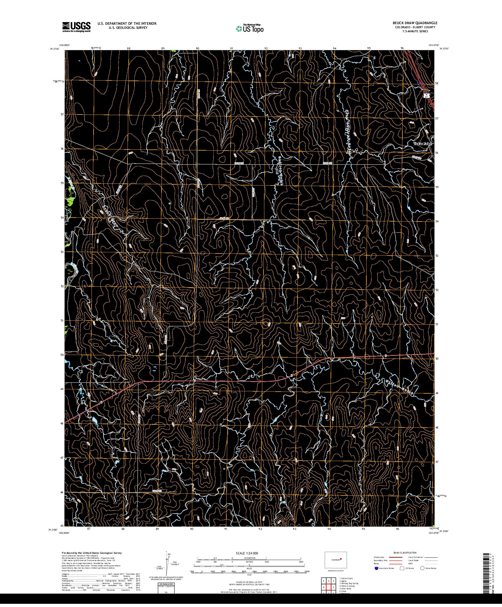 USGS US TOPO 7.5-MINUTE MAP FOR BEUCK DRAW, CO 2019