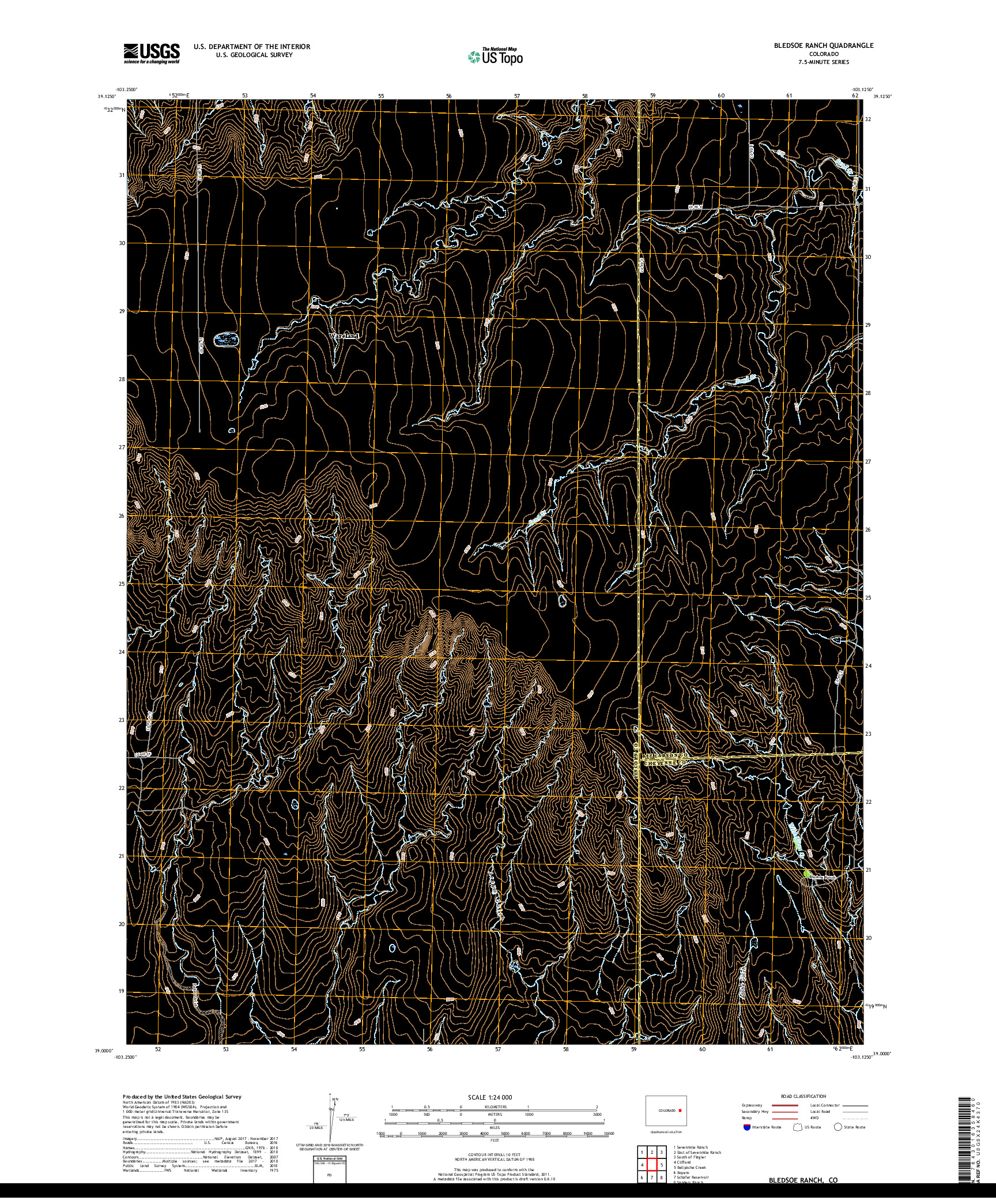 USGS US TOPO 7.5-MINUTE MAP FOR BLEDSOE RANCH, CO 2019