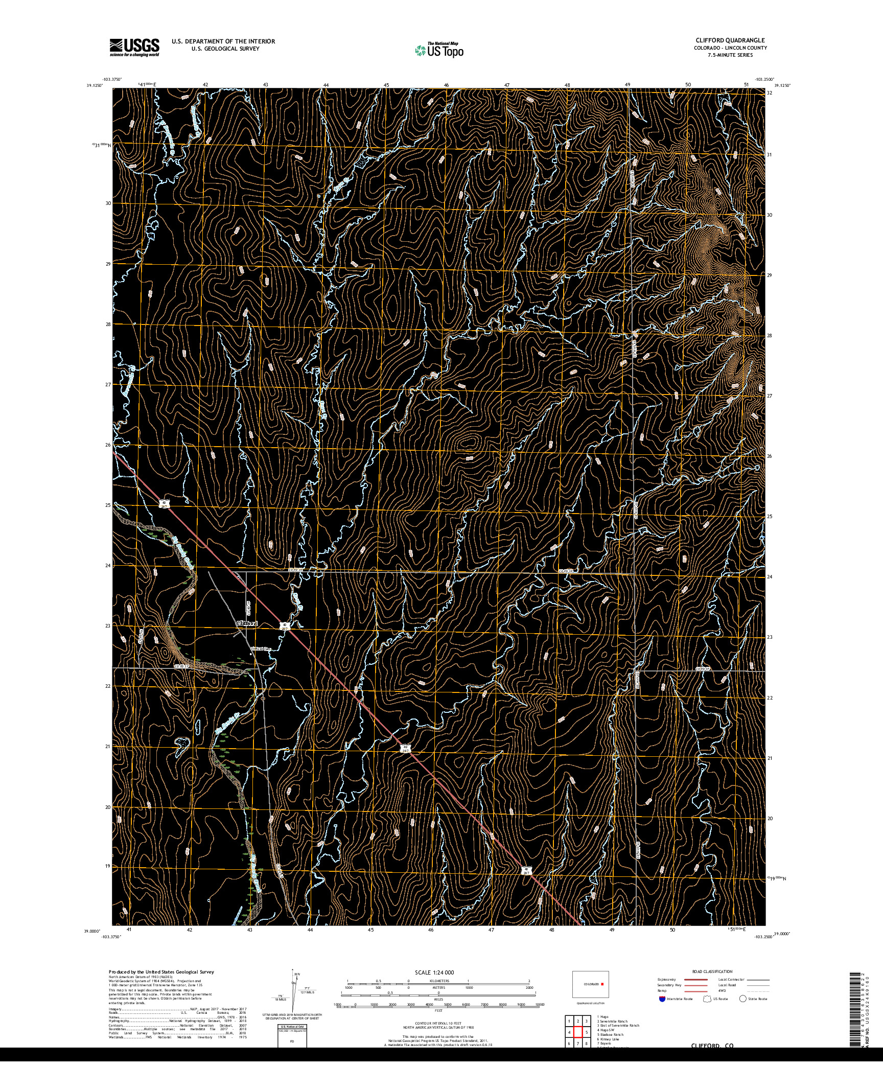 USGS US TOPO 7.5-MINUTE MAP FOR CLIFFORD, CO 2019