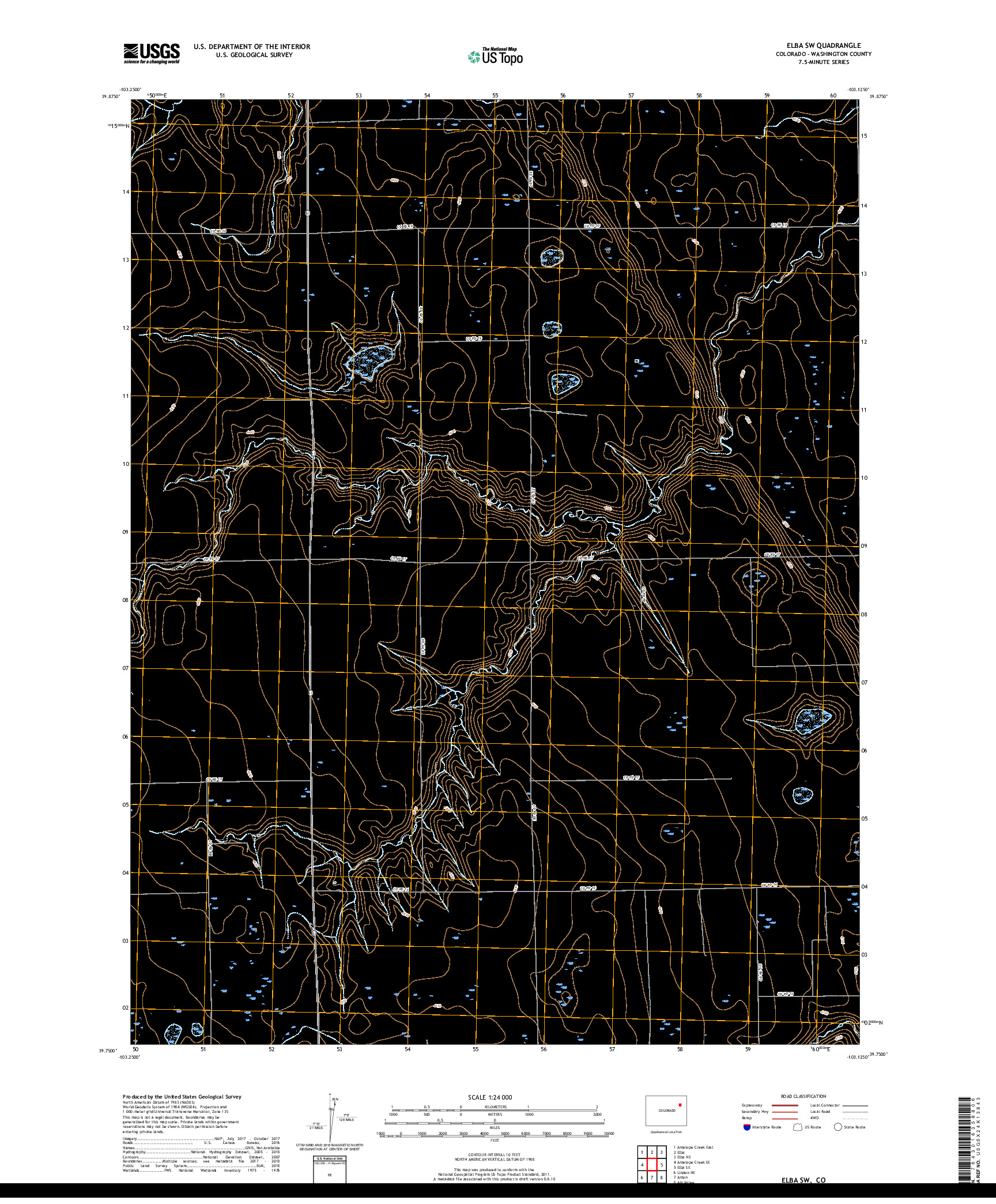 USGS US TOPO 7.5-MINUTE MAP FOR ELBA SW, CO 2019