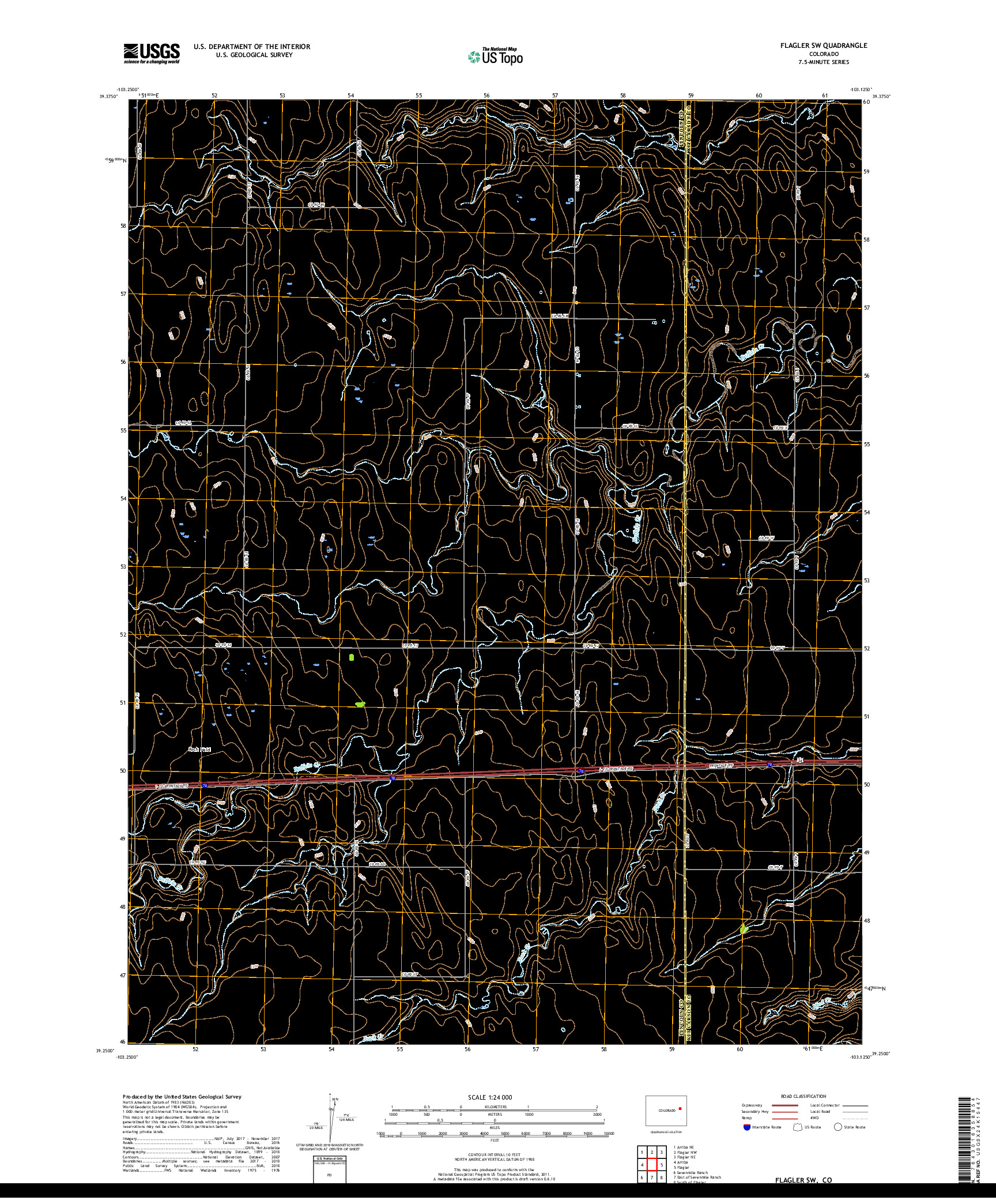 USGS US TOPO 7.5-MINUTE MAP FOR FLAGLER SW, CO 2019