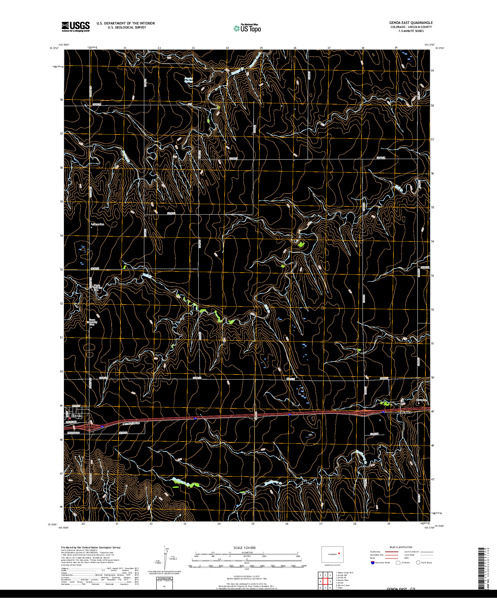 USGS US TOPO 7.5-MINUTE MAP FOR GENOA EAST, CO 2019