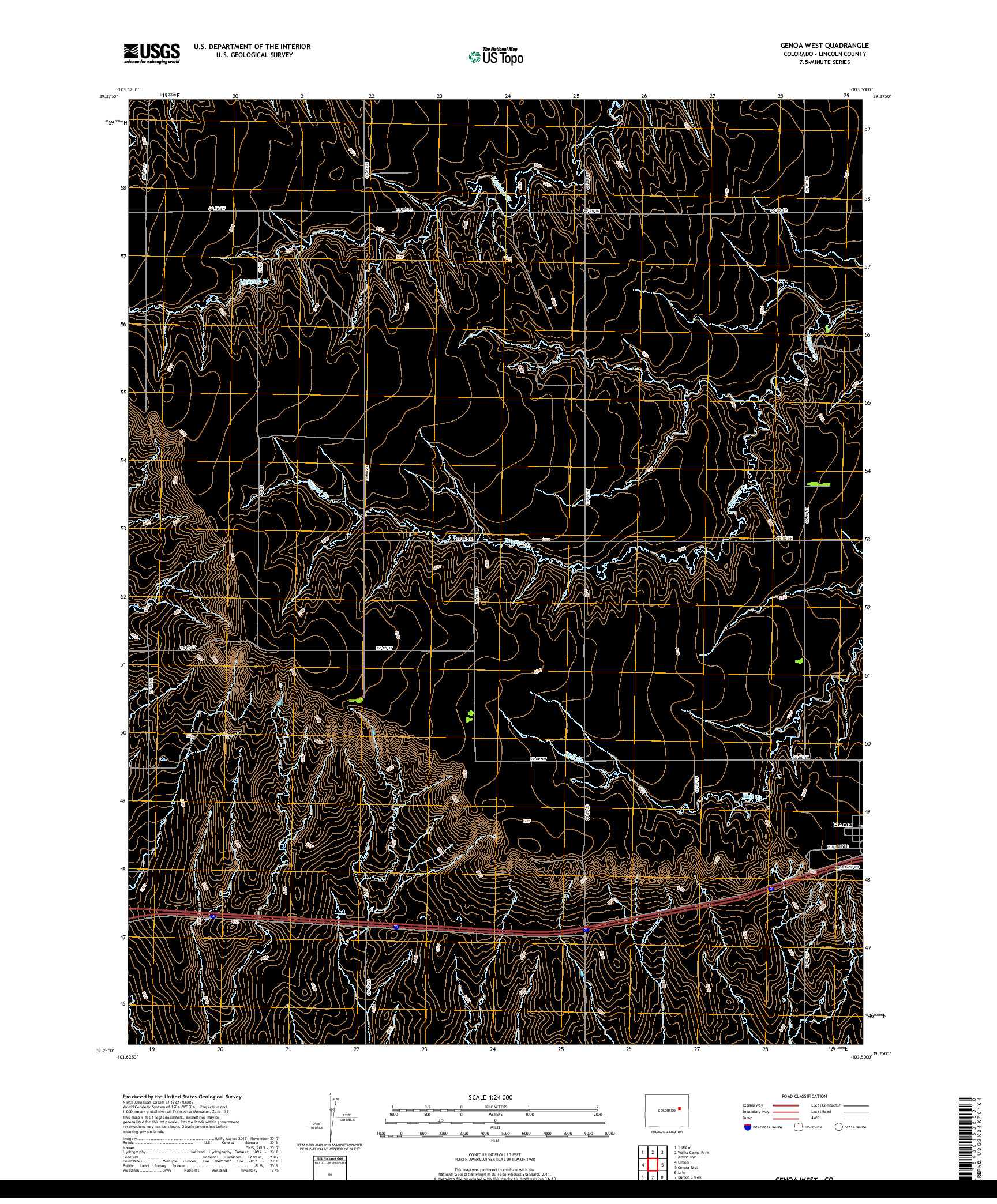 USGS US TOPO 7.5-MINUTE MAP FOR GENOA WEST, CO 2019