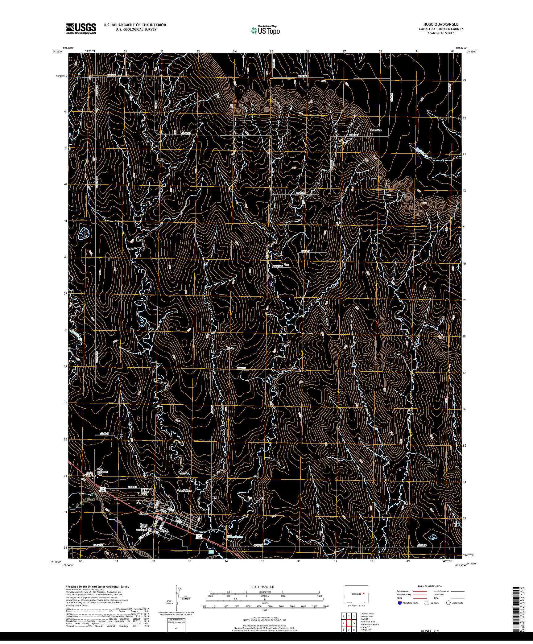 USGS US TOPO 7.5-MINUTE MAP FOR HUGO, CO 2019