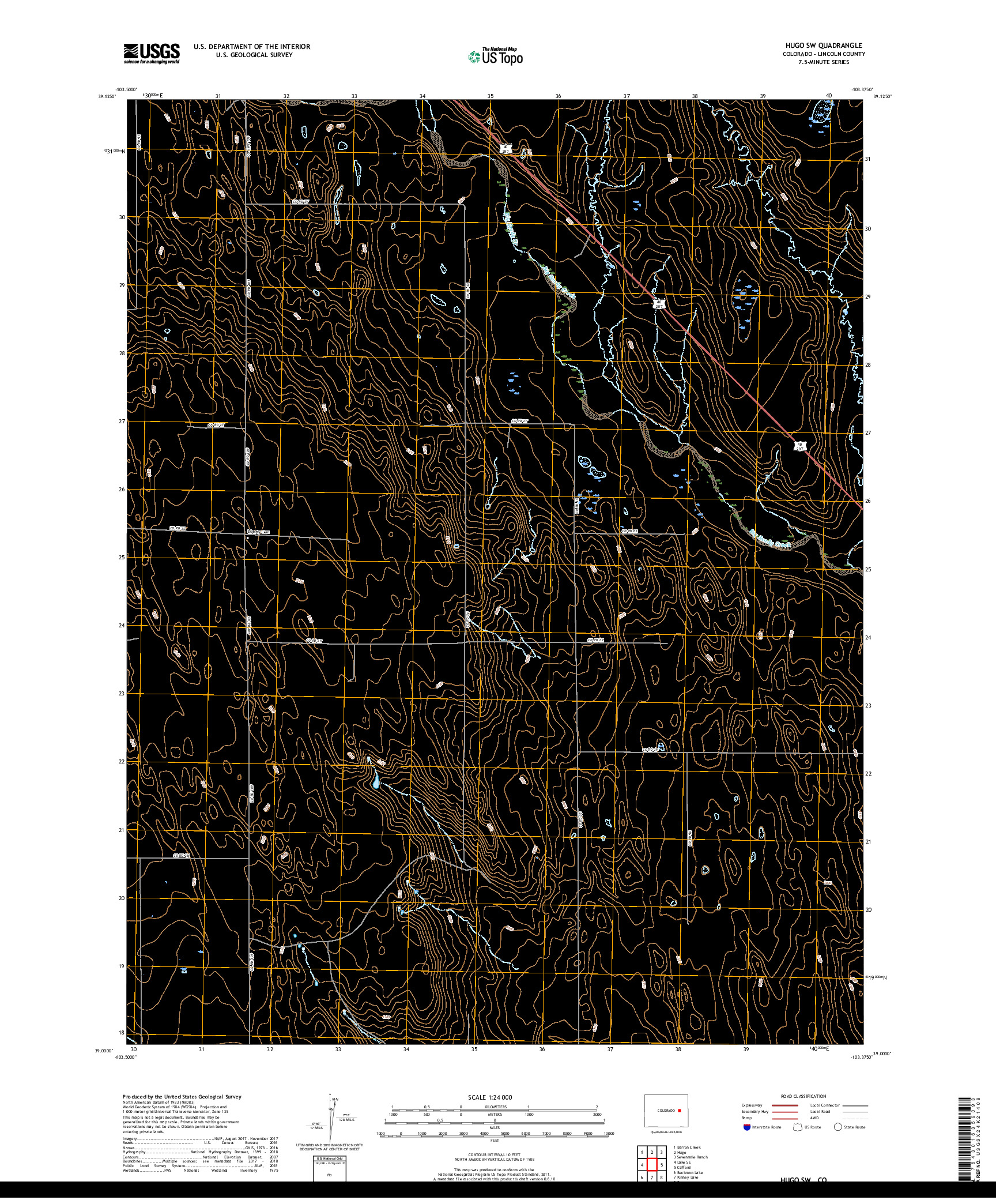 USGS US TOPO 7.5-MINUTE MAP FOR HUGO SW, CO 2019