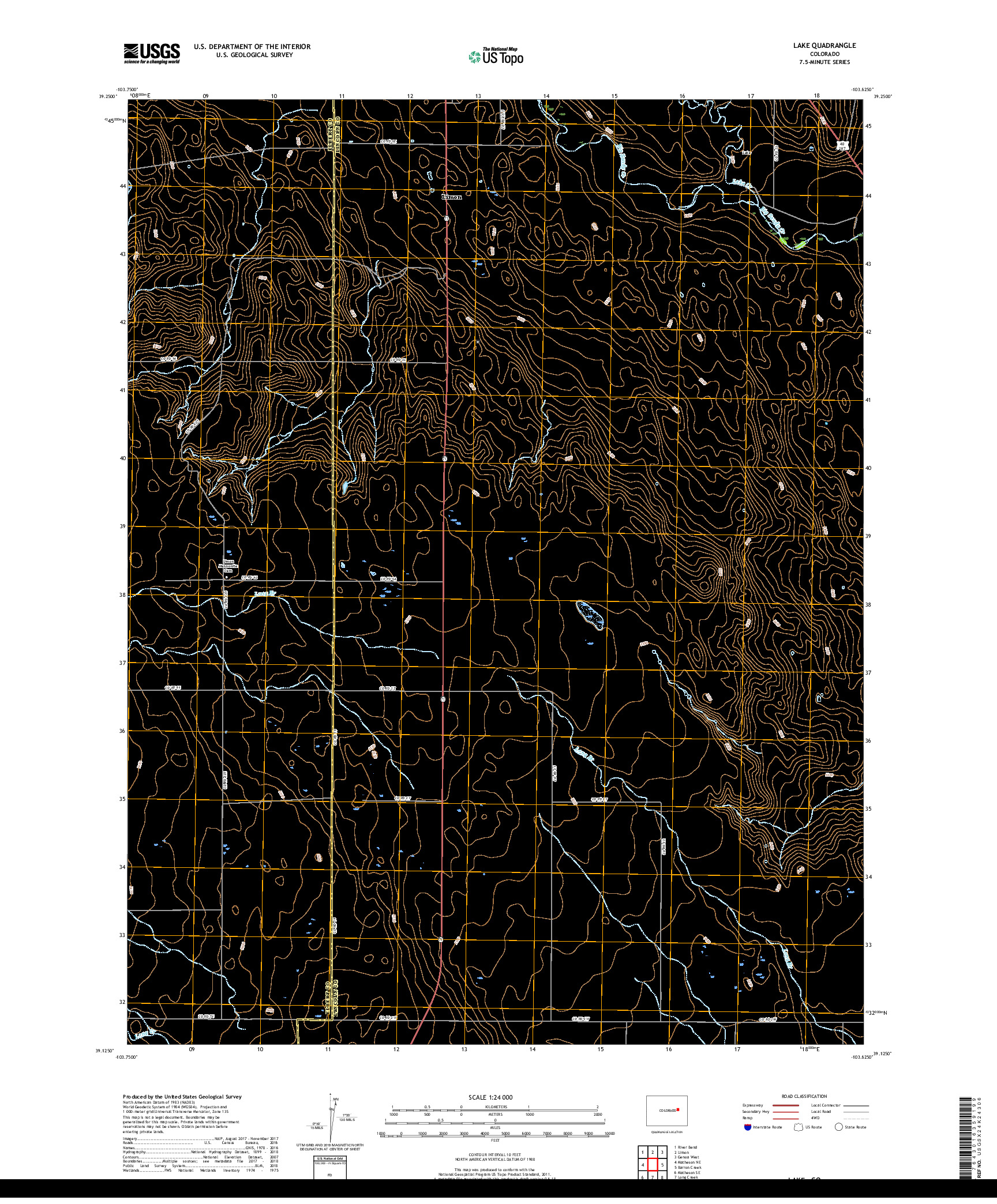 USGS US TOPO 7.5-MINUTE MAP FOR LAKE, CO 2019
