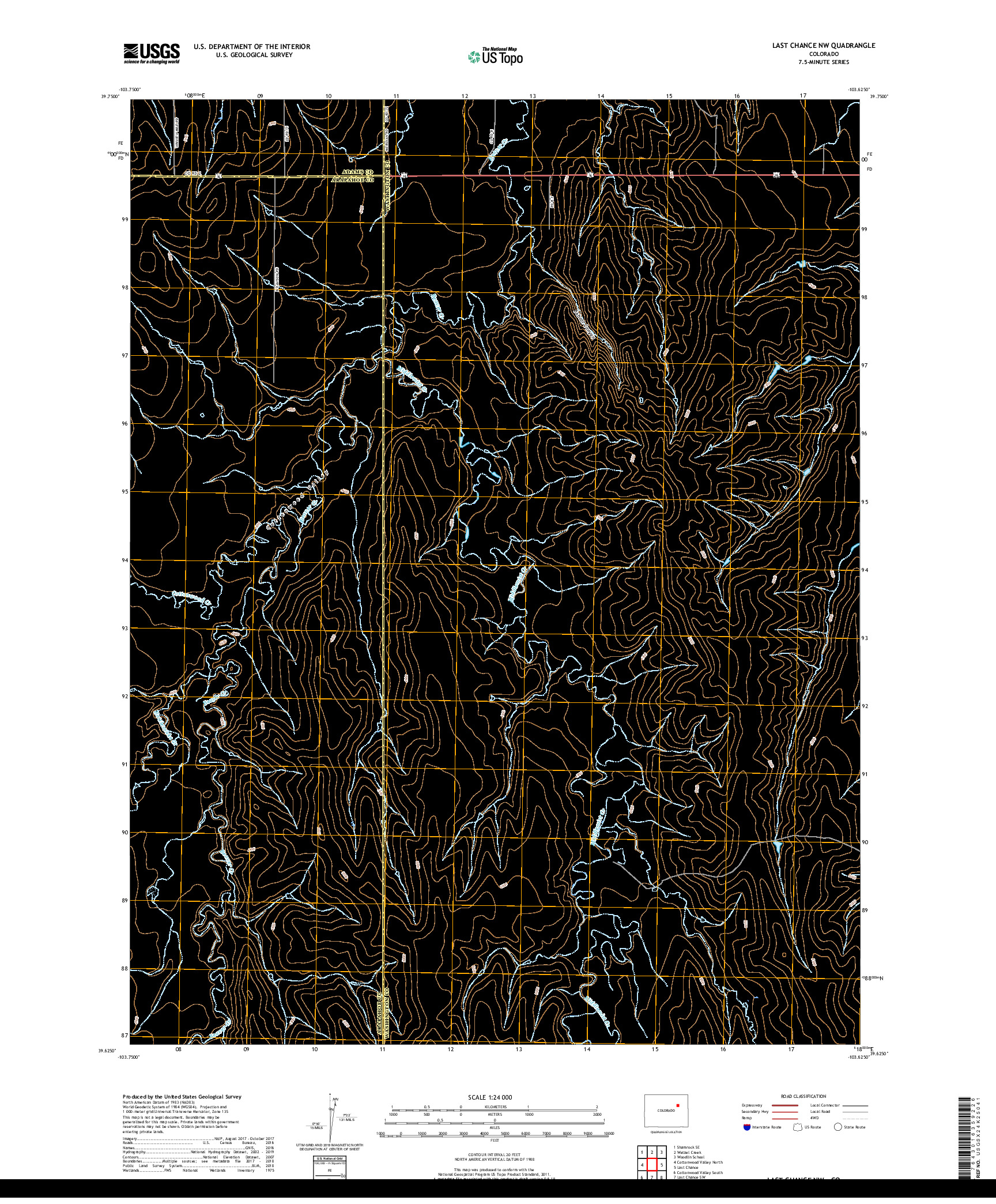 USGS US TOPO 7.5-MINUTE MAP FOR LAST CHANCE NW, CO 2019