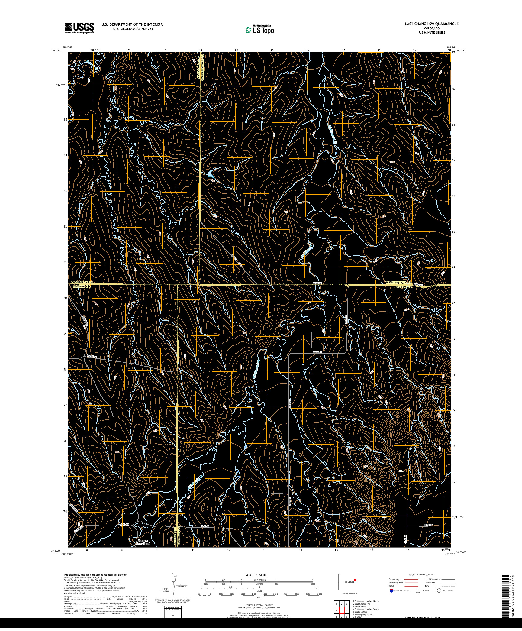 USGS US TOPO 7.5-MINUTE MAP FOR LAST CHANCE SW, CO 2019