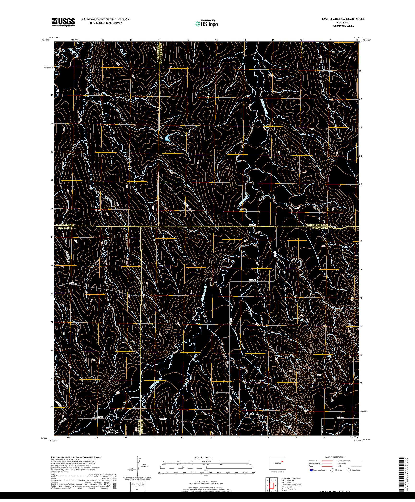 USGS US TOPO 7.5-MINUTE MAP FOR LAST CHANCE SW, CO 2019