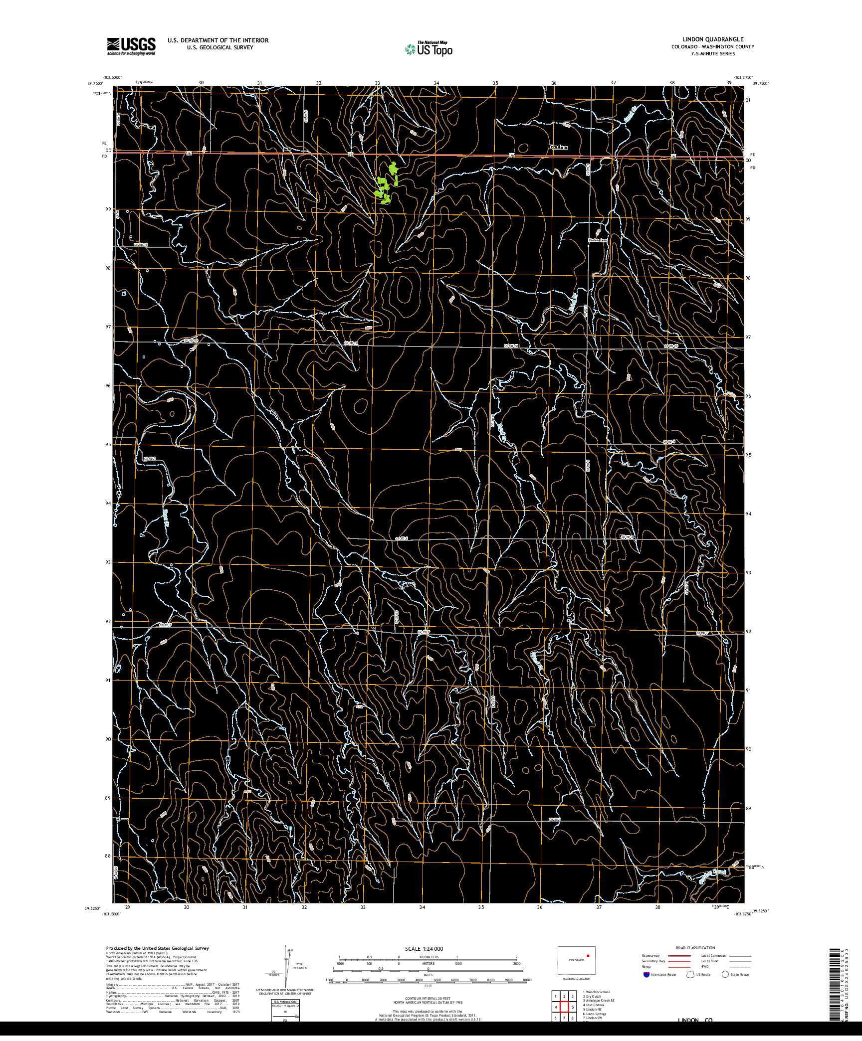 USGS US TOPO 7.5-MINUTE MAP FOR LINDON, CO 2019