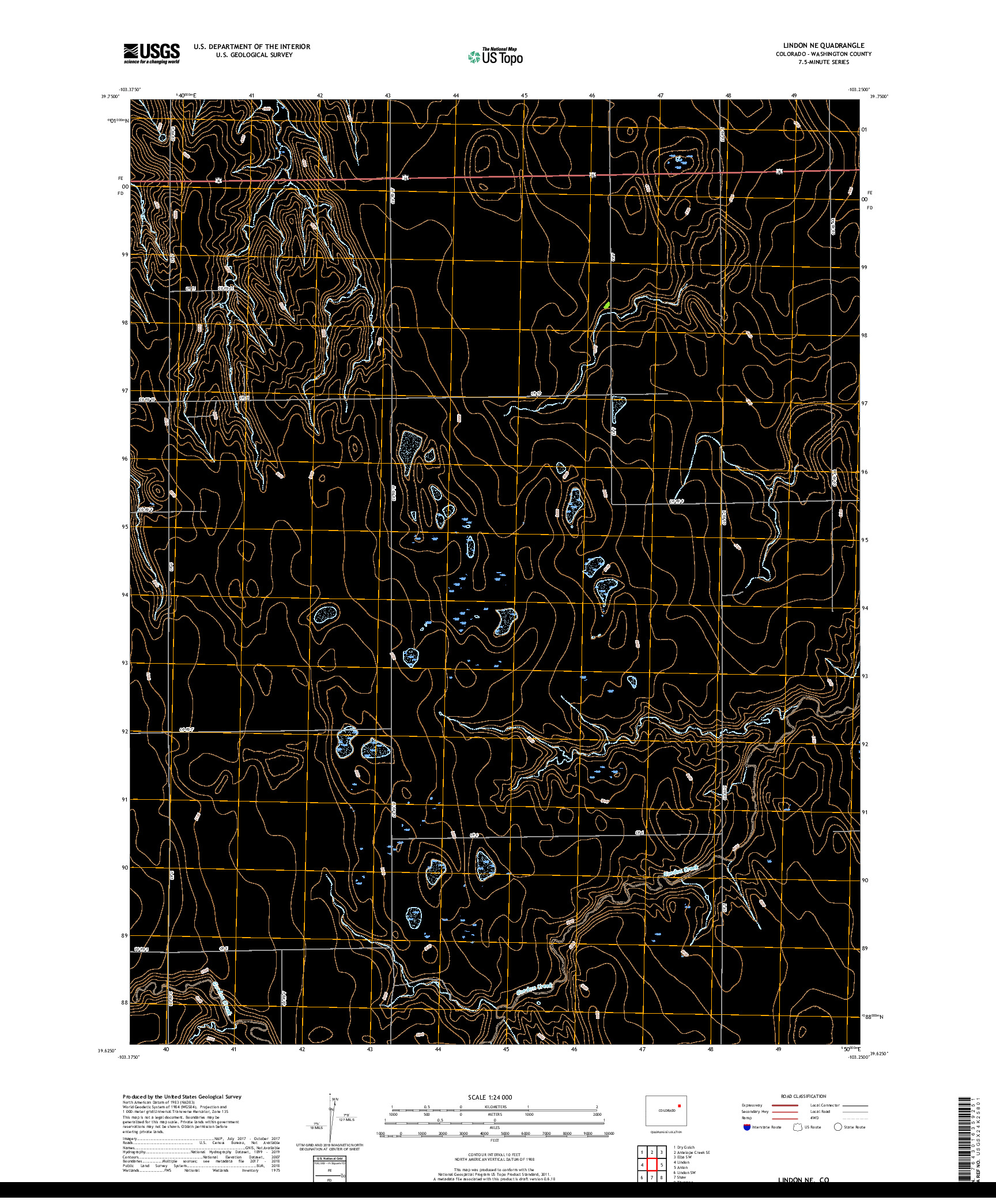 USGS US TOPO 7.5-MINUTE MAP FOR LINDON NE, CO 2019