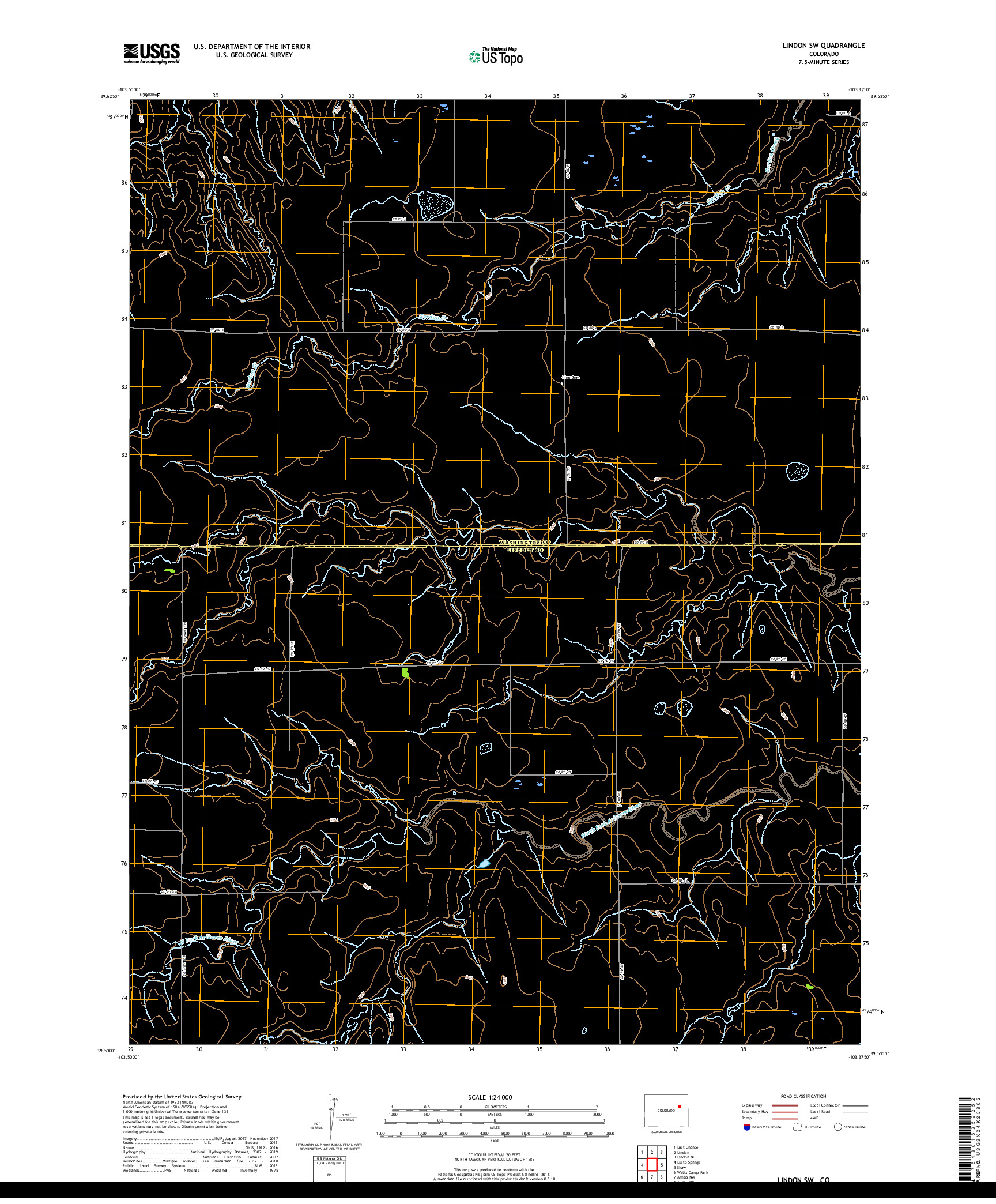 USGS US TOPO 7.5-MINUTE MAP FOR LINDON SW, CO 2019