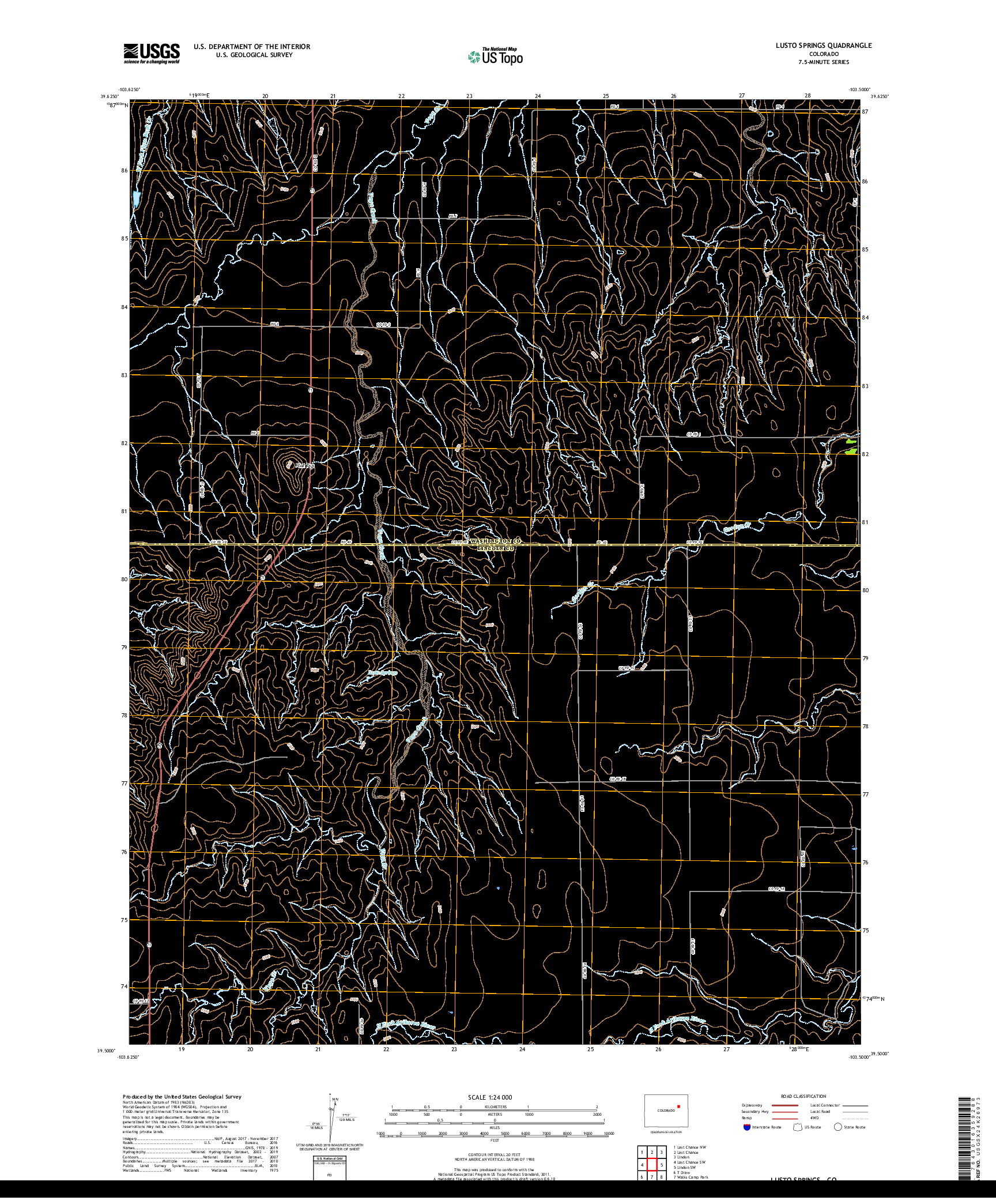USGS US TOPO 7.5-MINUTE MAP FOR LUSTO SPRINGS, CO 2019