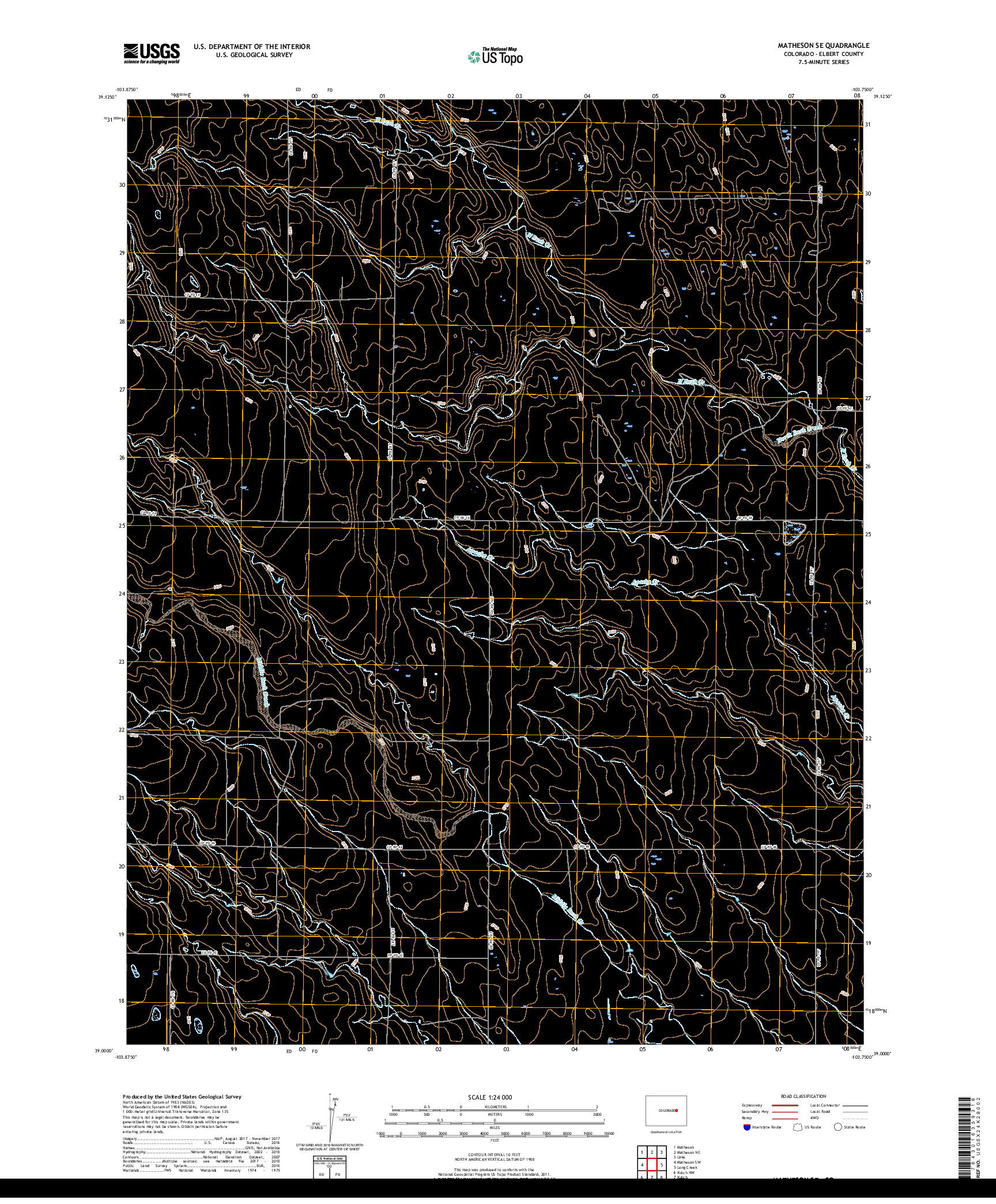 USGS US TOPO 7.5-MINUTE MAP FOR MATHESON SE, CO 2019