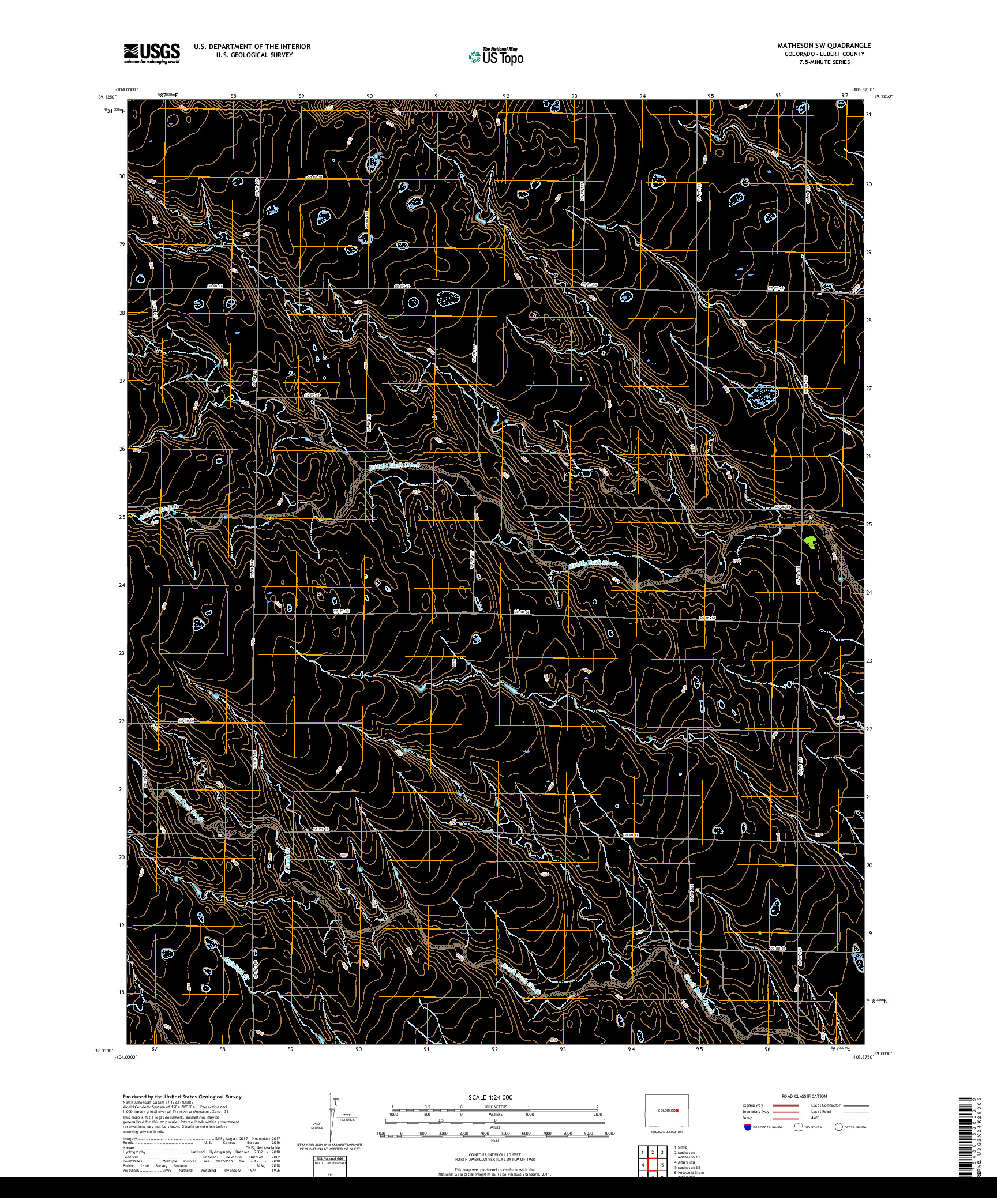 USGS US TOPO 7.5-MINUTE MAP FOR MATHESON SW, CO 2019