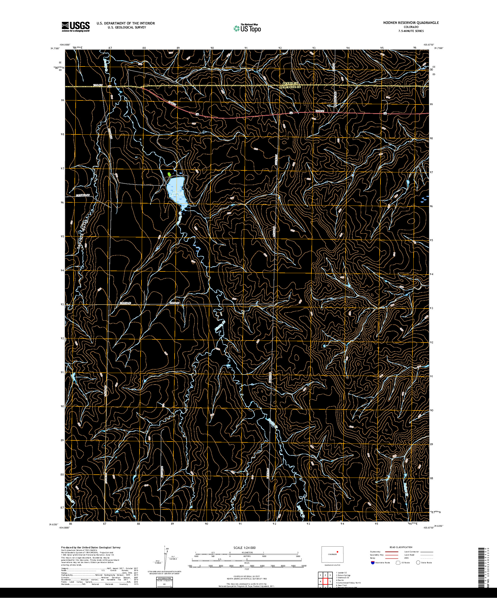 USGS US TOPO 7.5-MINUTE MAP FOR NOONEN RESERVOIR, CO 2019