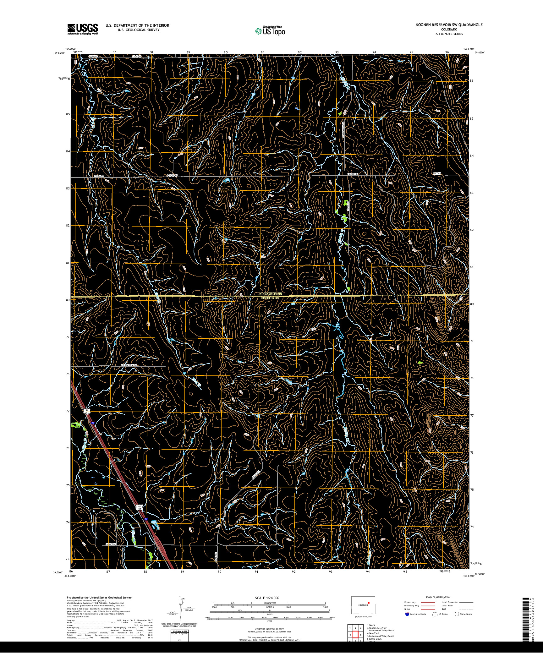 USGS US TOPO 7.5-MINUTE MAP FOR NOONEN RESERVOIR SW, CO 2019